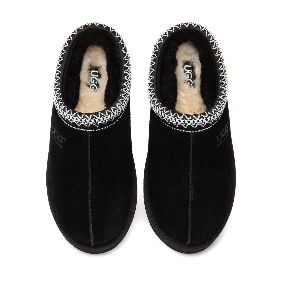 Black Tazman Classic Color Mid Platform UGG slippers by EverUgg featuring plush material and a chunky platform sole.