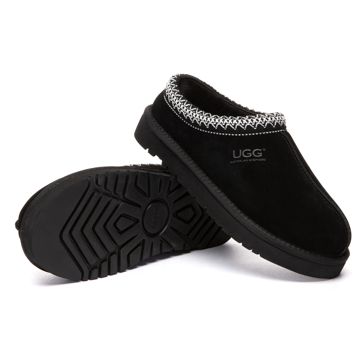 Black Tazman Classic Color Mid Platform UGG slippers by EverUgg with plush interior and thick platform sole.