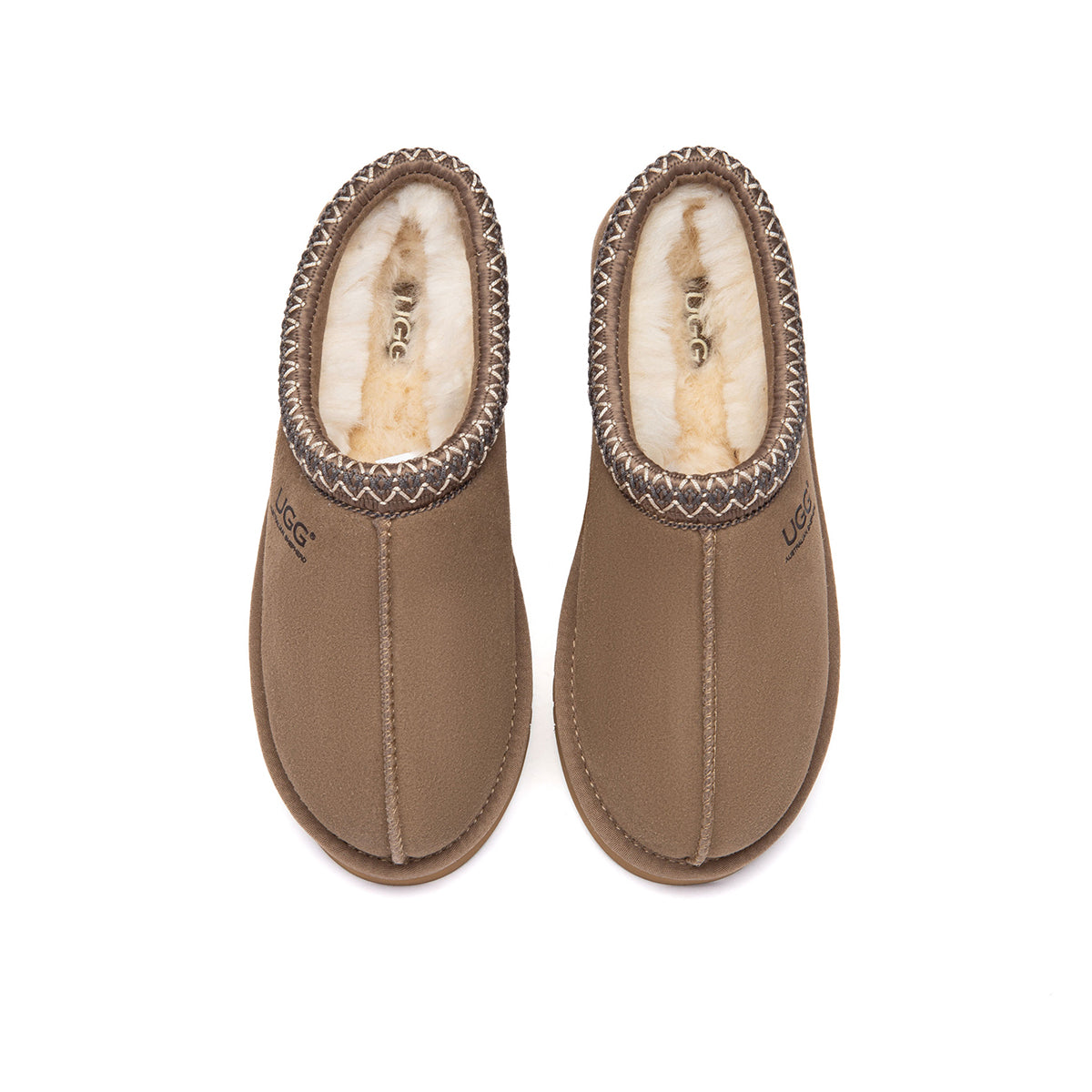 EverUgg Tazman Special Color mid-platform UGG slippers in olive green, featuring plush material and casual slip-on design.
