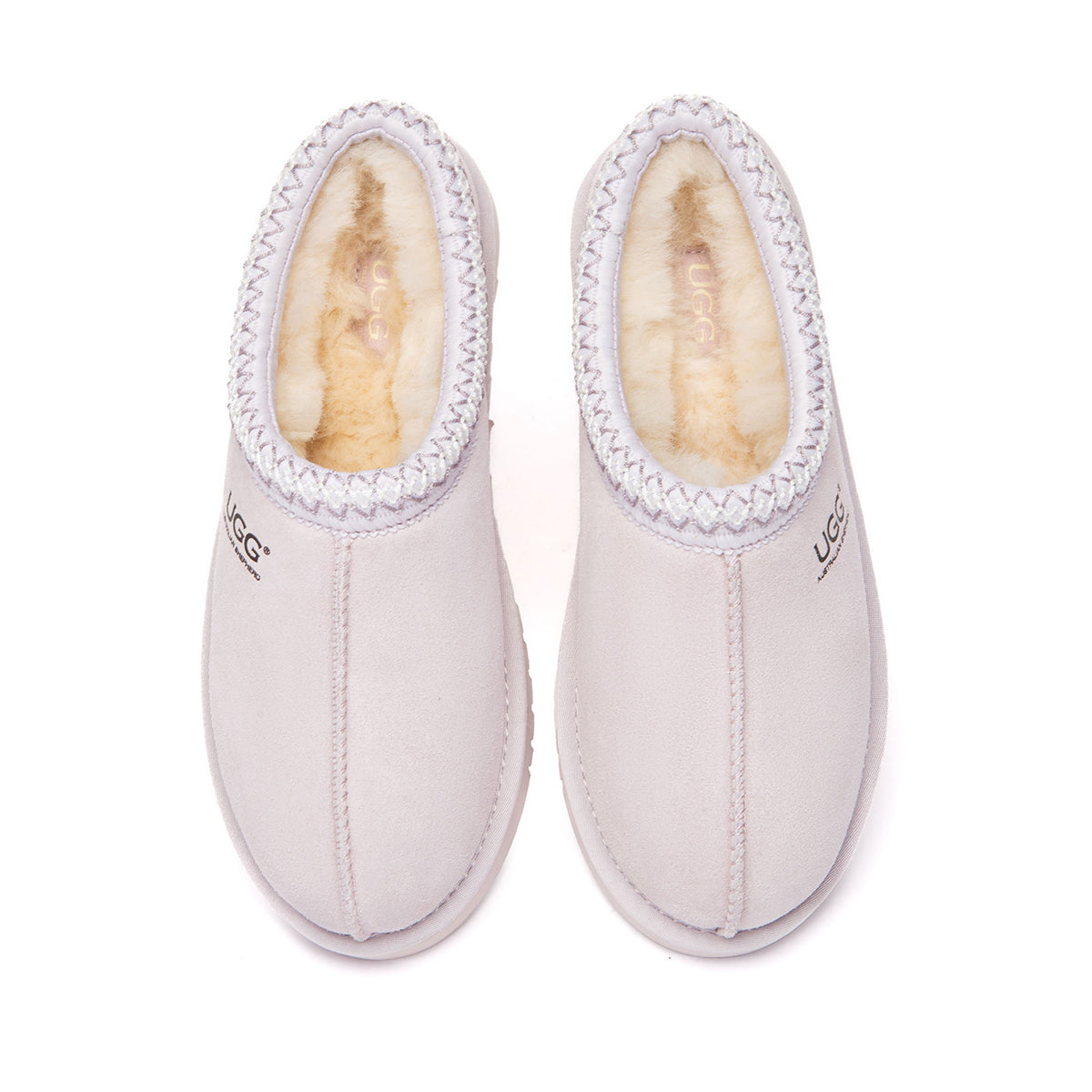 Lavender EverUgg Tazman Special Color Mid Platform UGG slippers with plush interior and slip-on design.