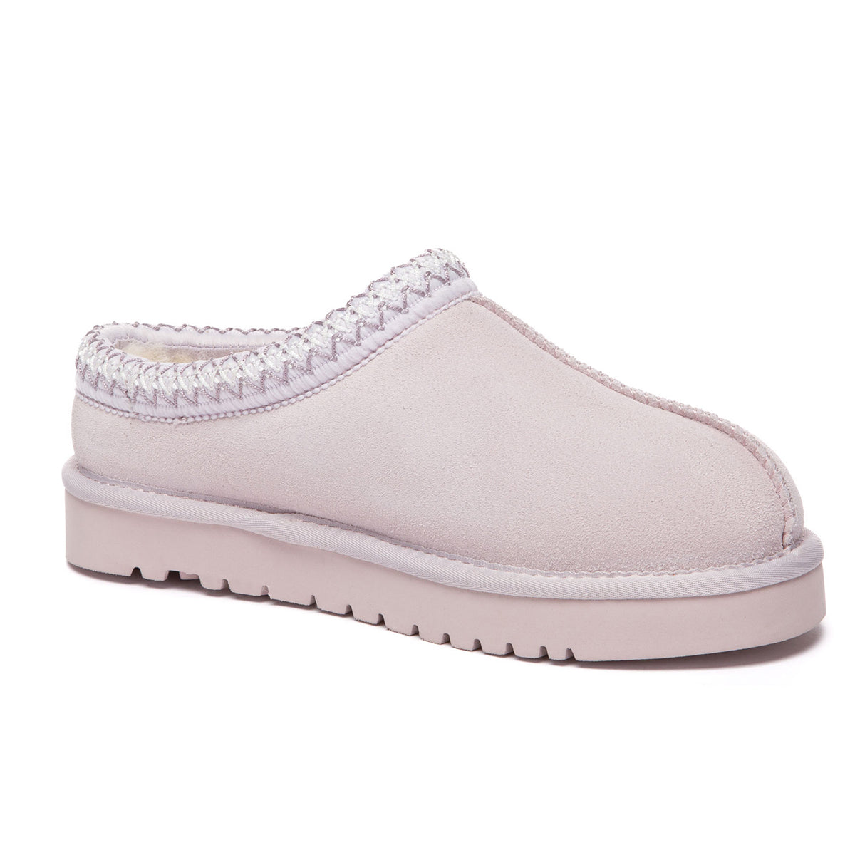 Lavender EverUgg Tazman Special Color Mid Platform UGG slippers with plush interior and slip-on design.