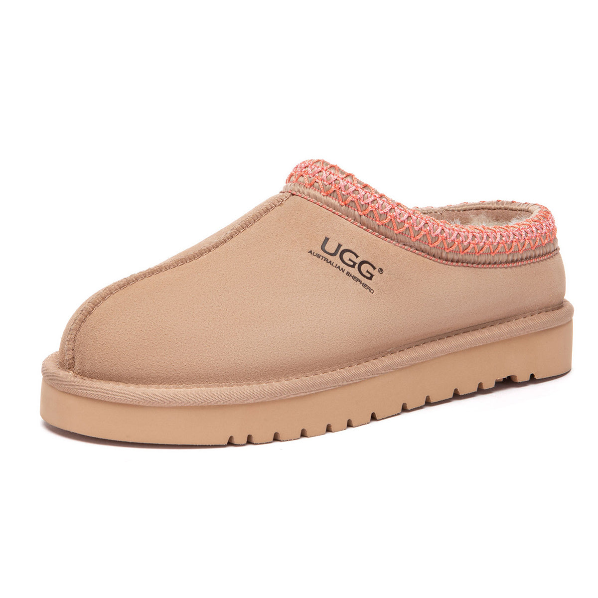 Blush pink Tazman Special Color Mid Platform UGG slippers by EverUgg, showing the cozy slip-on design and plush interior.