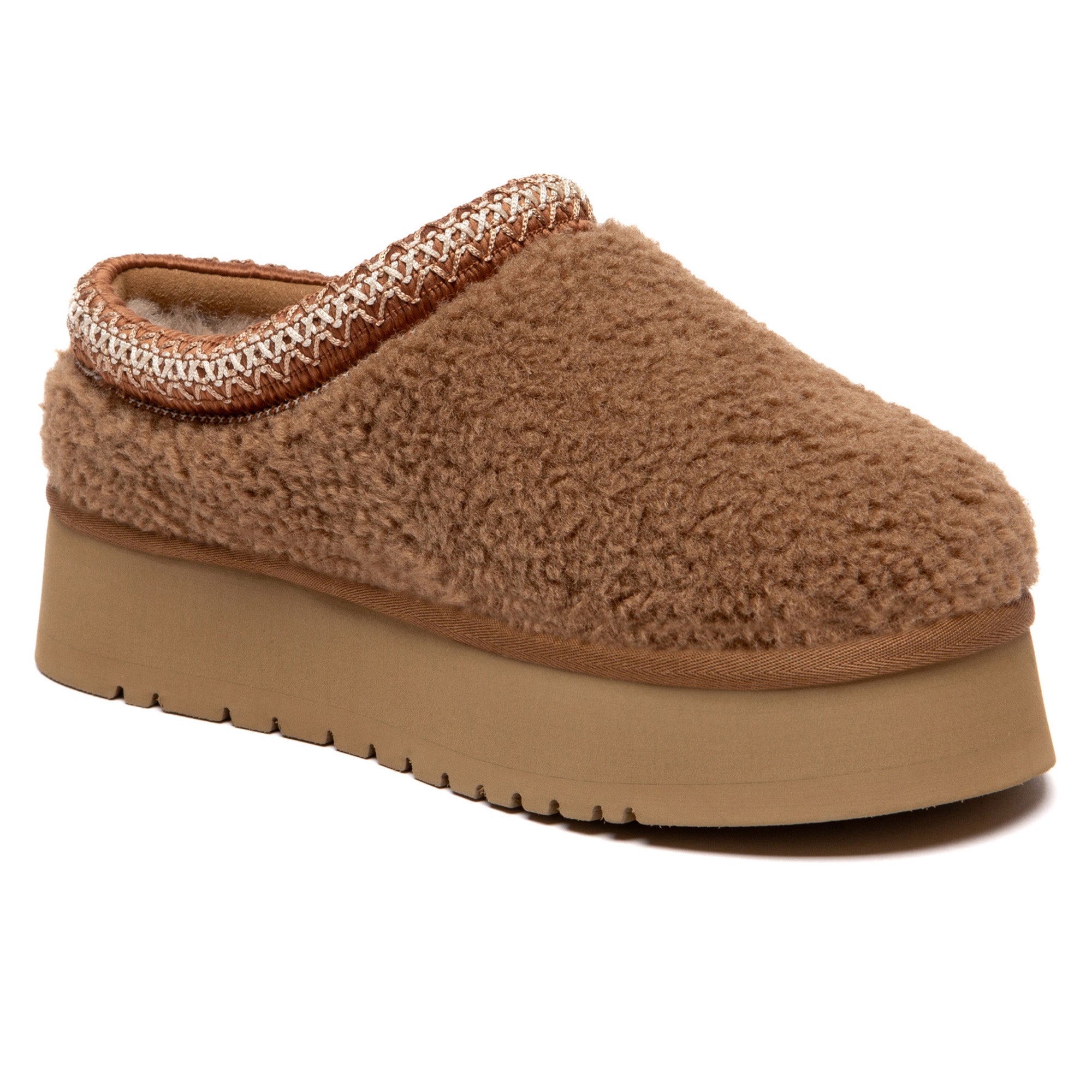 EverUgg Tazzy Furry Platform UGG slippers featuring plush fur and a thick platform sole, designed for cozy comfort.