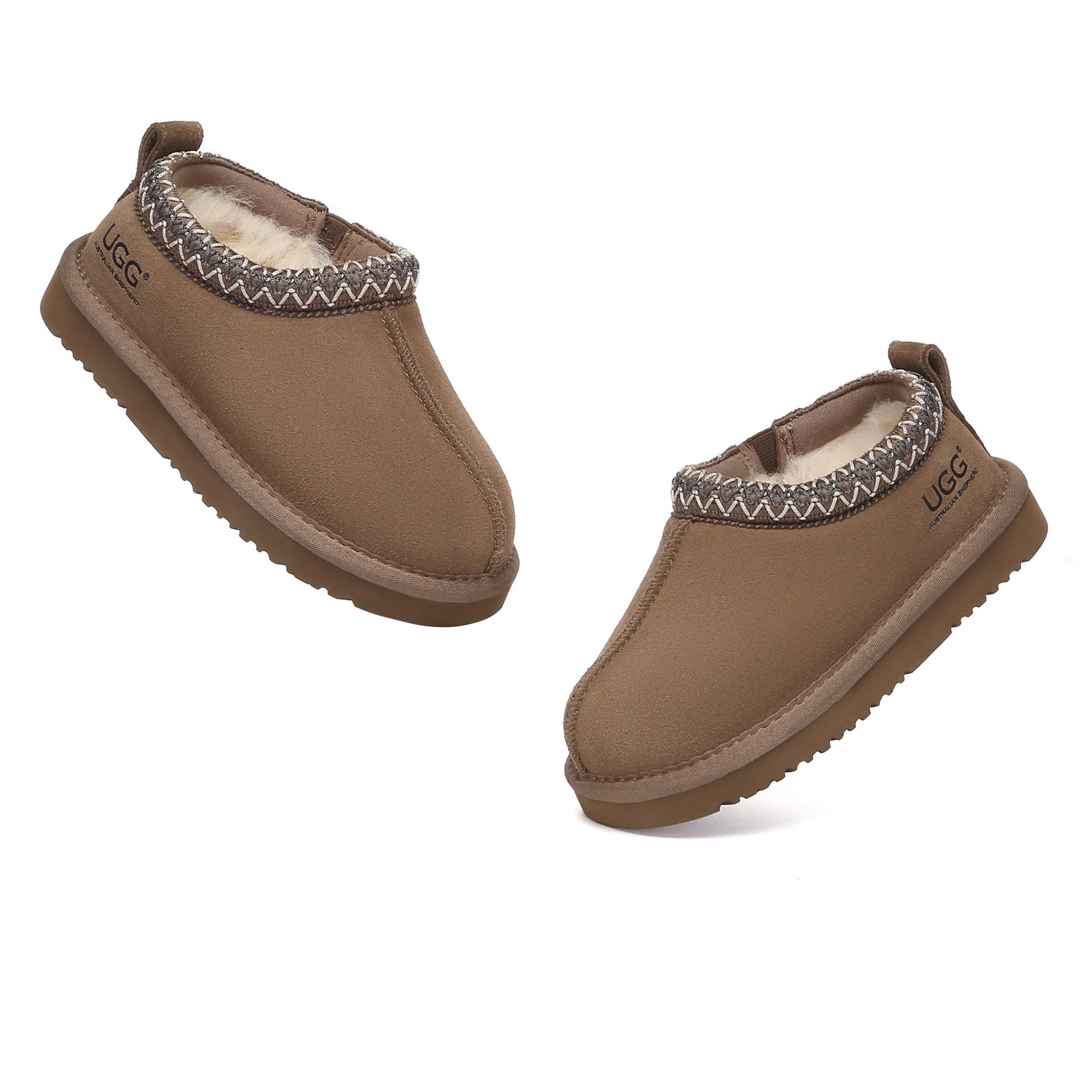 Kids' UGG slippers by EverUgg featuring soft, cozy material and slip-on style with a playful Tazzy Kids design.