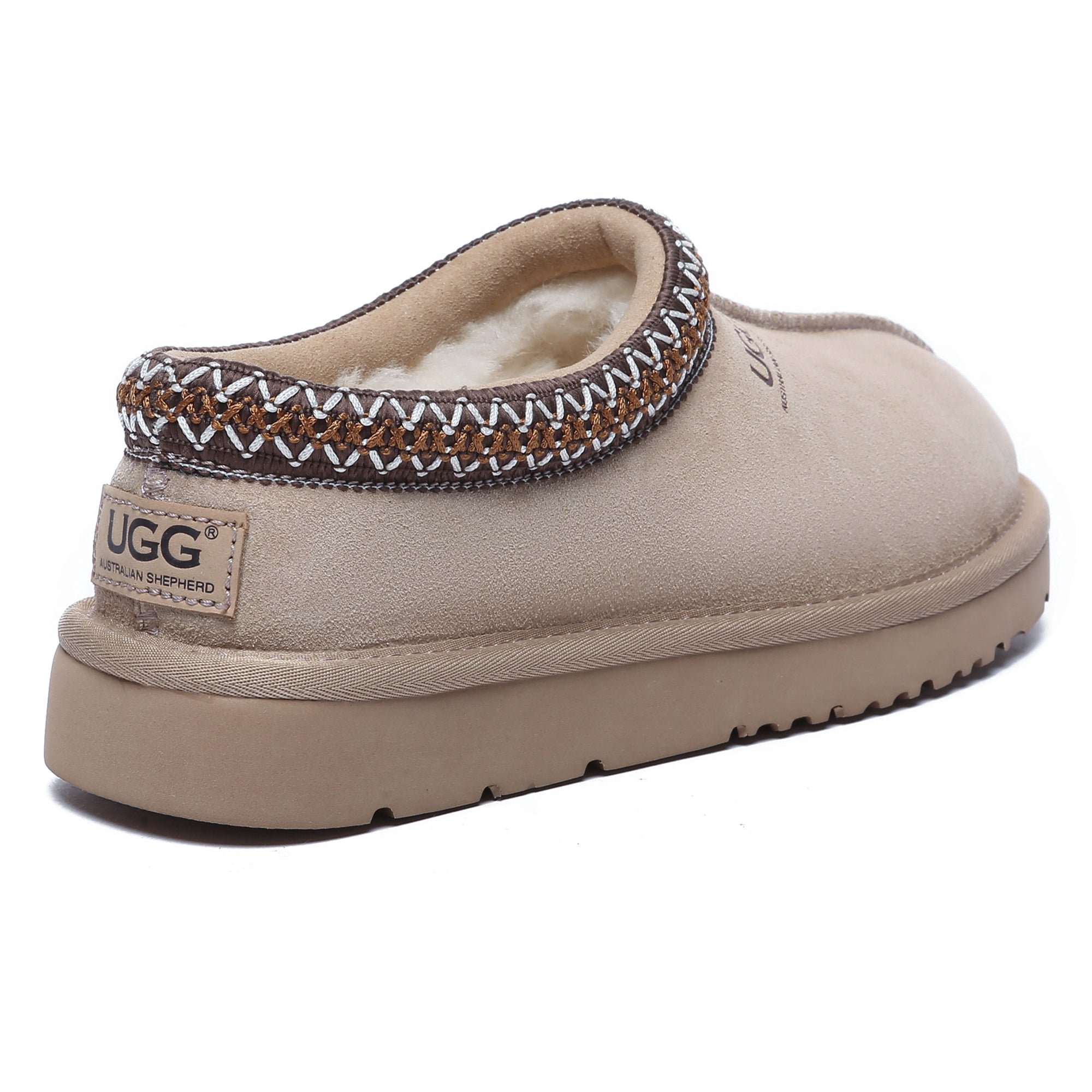 EverUgg Tazzy Stitch UGG slippers featuring cozy suede material and stitched detailing, ideal for comfortable indoor wear.