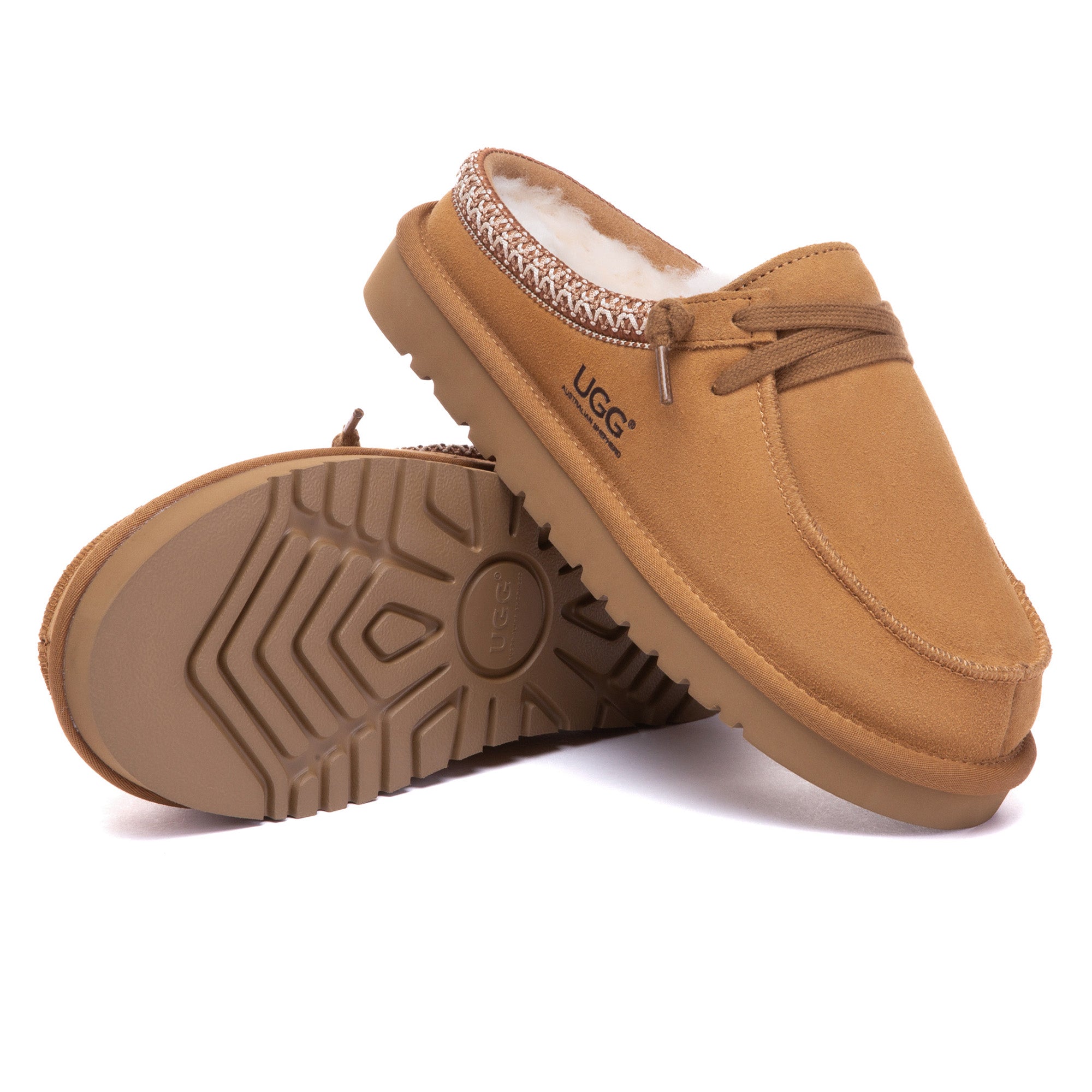 EverUgg Tazzy UGG slippers slide with plush interior and open-toe design, perfect for comfortable indoor wear.