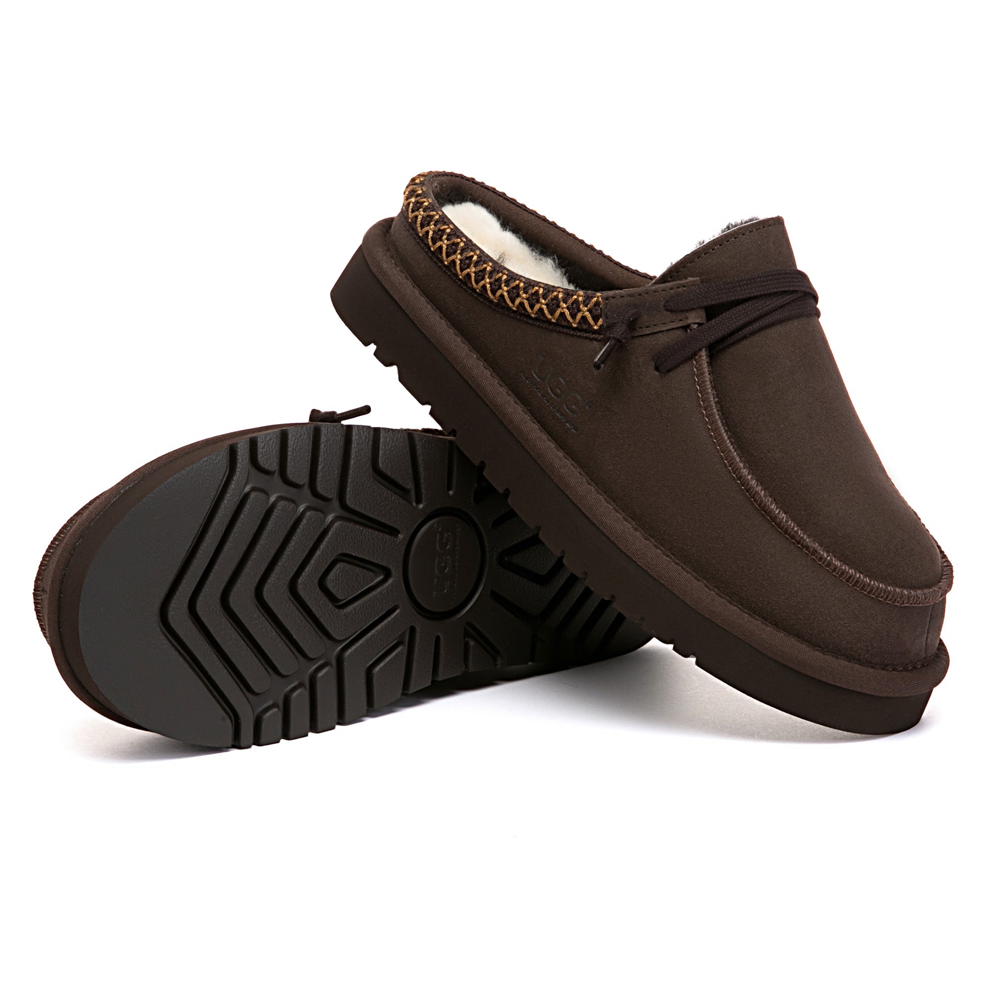 EverUgg Tazzy UGG slippers slide showing plush interior and black suede exterior, comfortable slip-on design for casual wear.