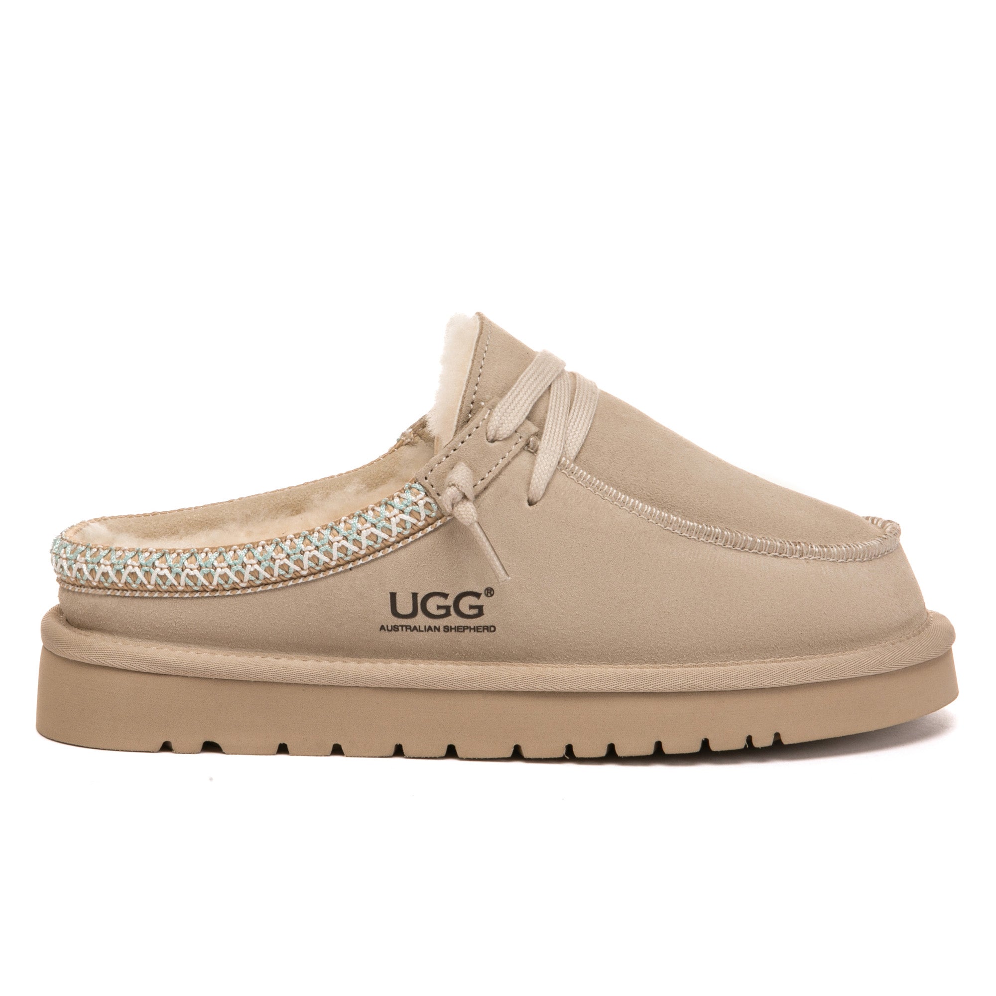 EverUgg Tazzy UGG slippers slide with soft plush interior and comfortable flat sole, perfect for cozy indoor wear.