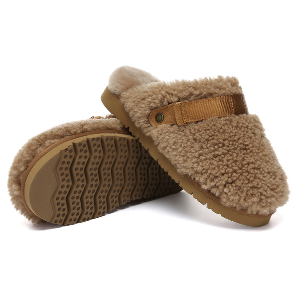EverUgg Teddycozy Slingback UGG slippers for women featuring plush, cozy fur and a comfortable slip-on design.