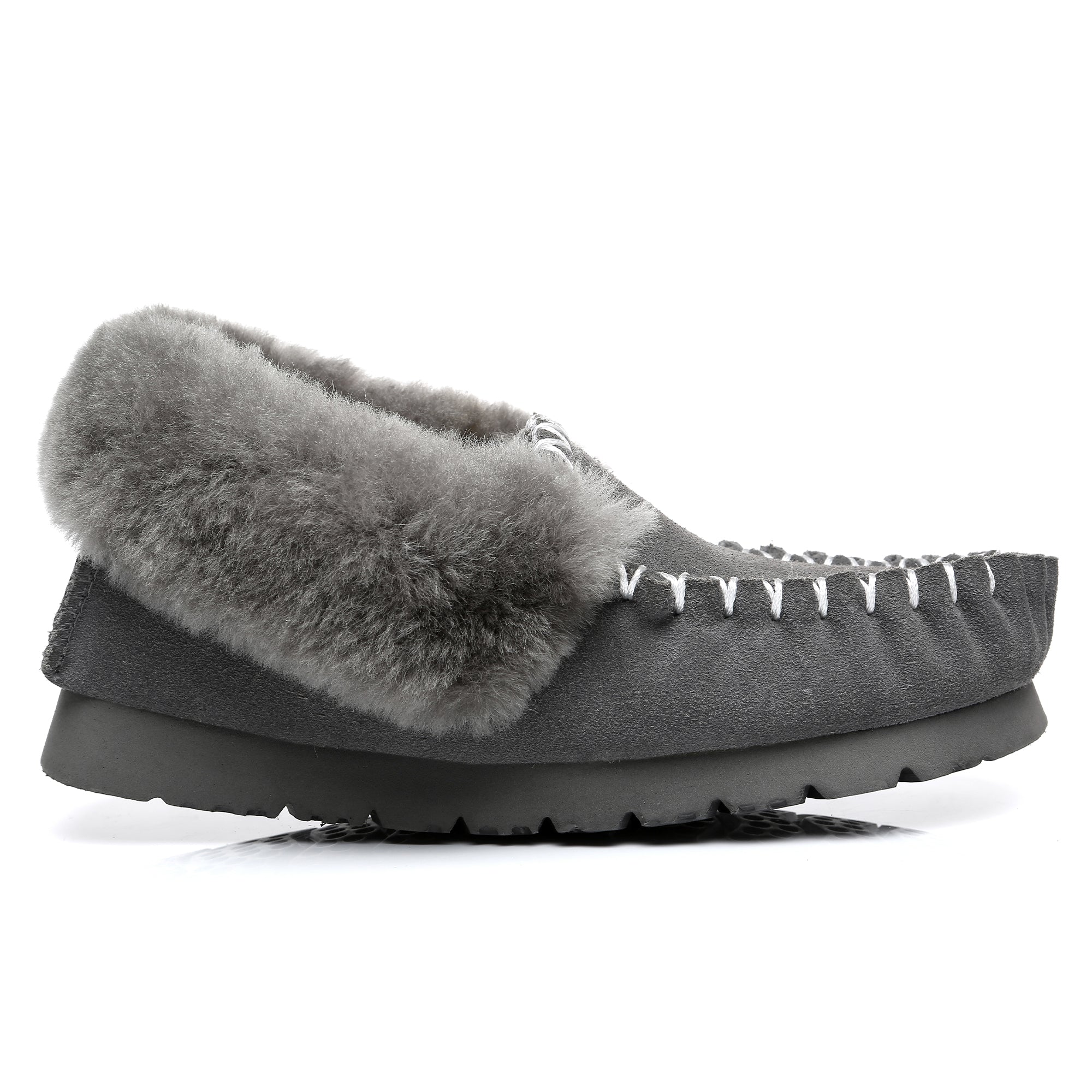 EverUgg traditional sheepskin moccasin slippers for women with soft, plush interior and suede exterior, perfect for cozy indoor wear.
