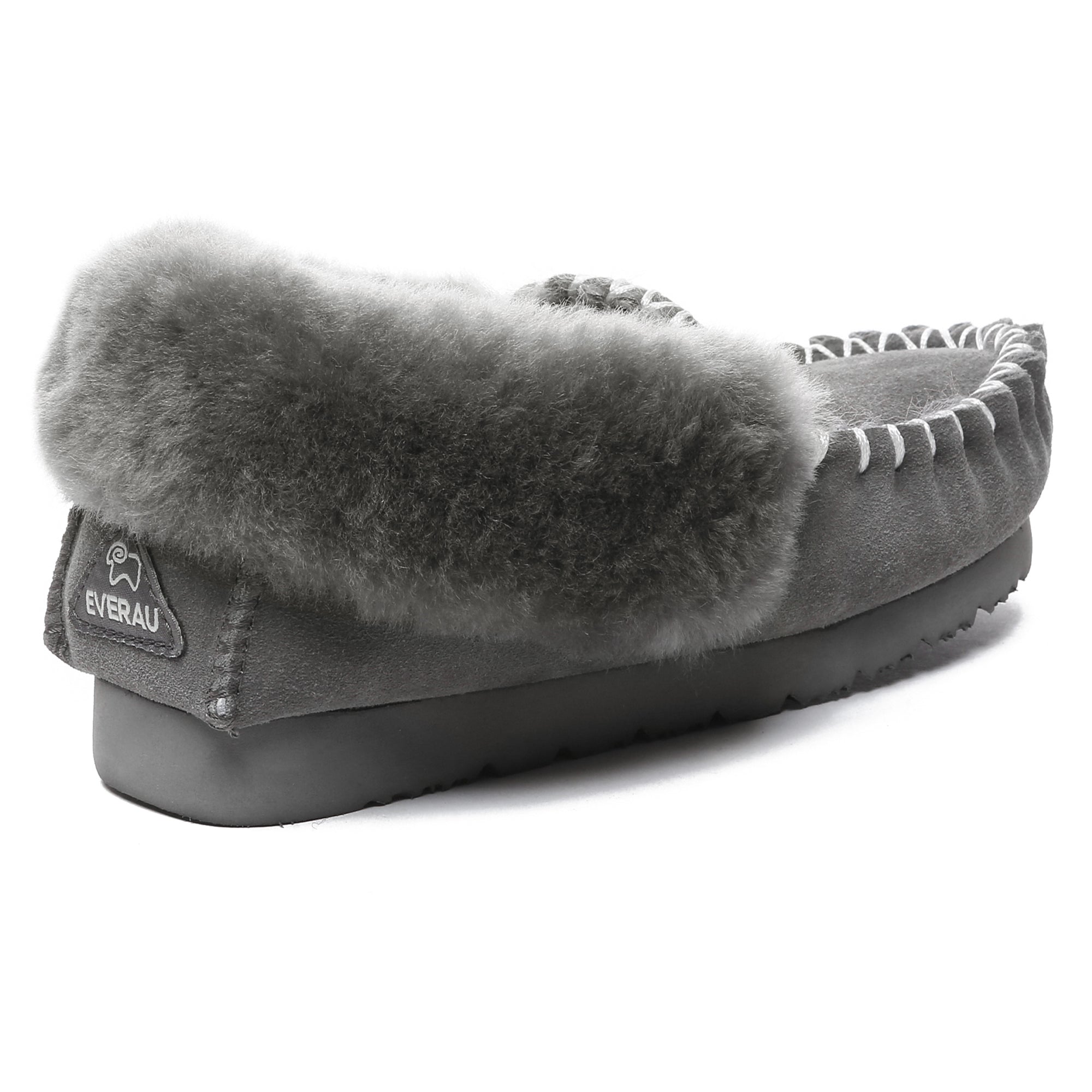 EverUgg traditional sheepskin moccasin slippers for women, featuring soft sheepskin lining and classic slip-on design.