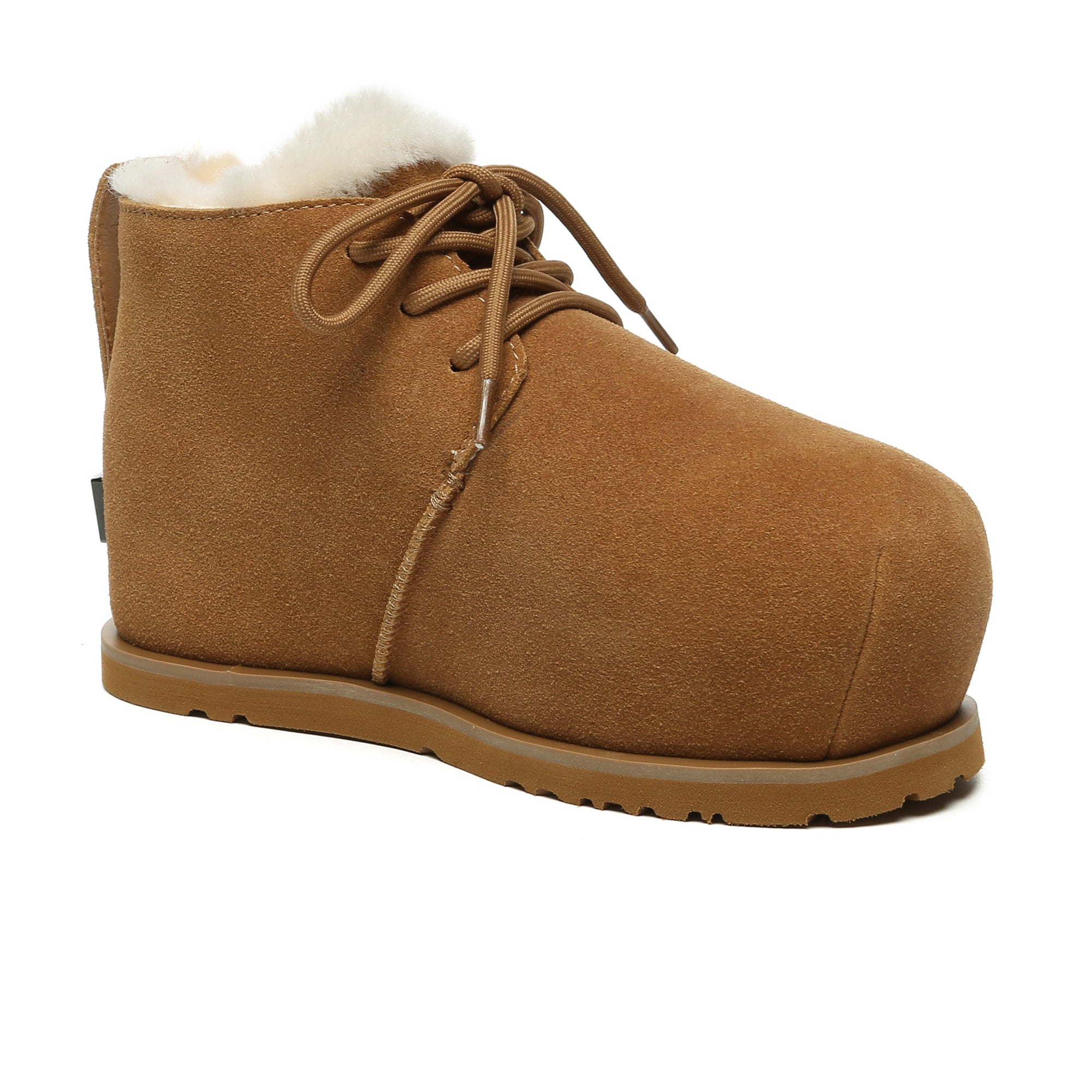 EverUgg ankle lace-up sheepskin boots for women, stylish UGG shoes with lace details and soft sheepskin material.