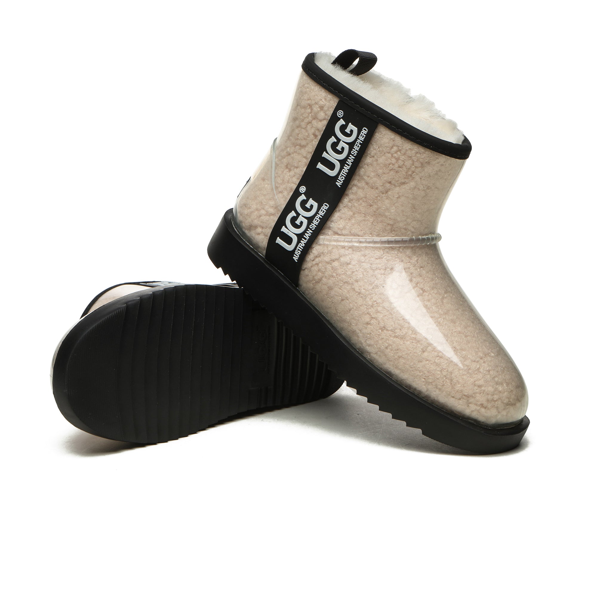EverUgg coated mini classic rain boots, gumboots in black with waterproof coating and sturdy sole, perfect for rainy weather.