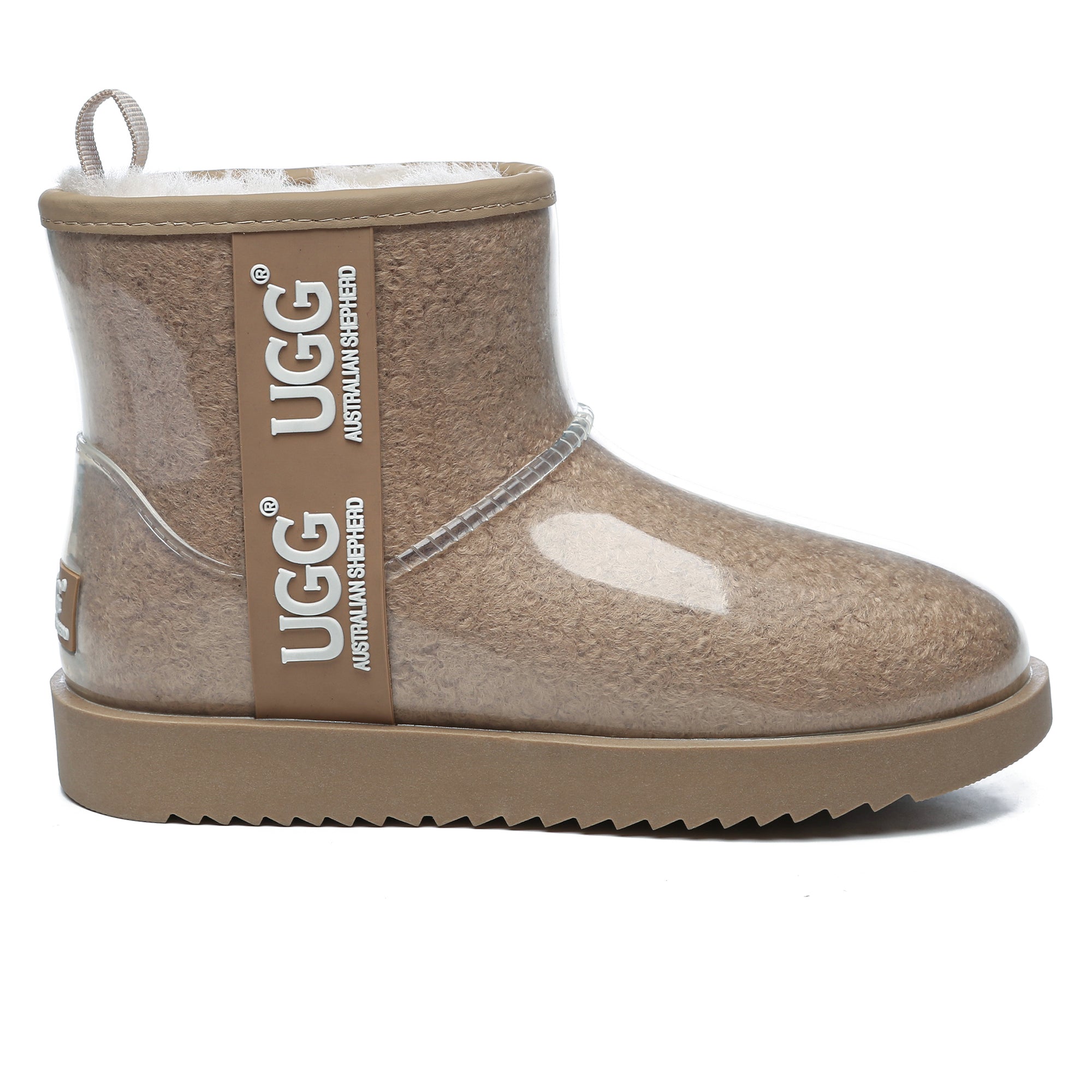 EverUgg coated mini classic rain boots with gumboot design, featuring a sleek coated finish and ankle-height style.