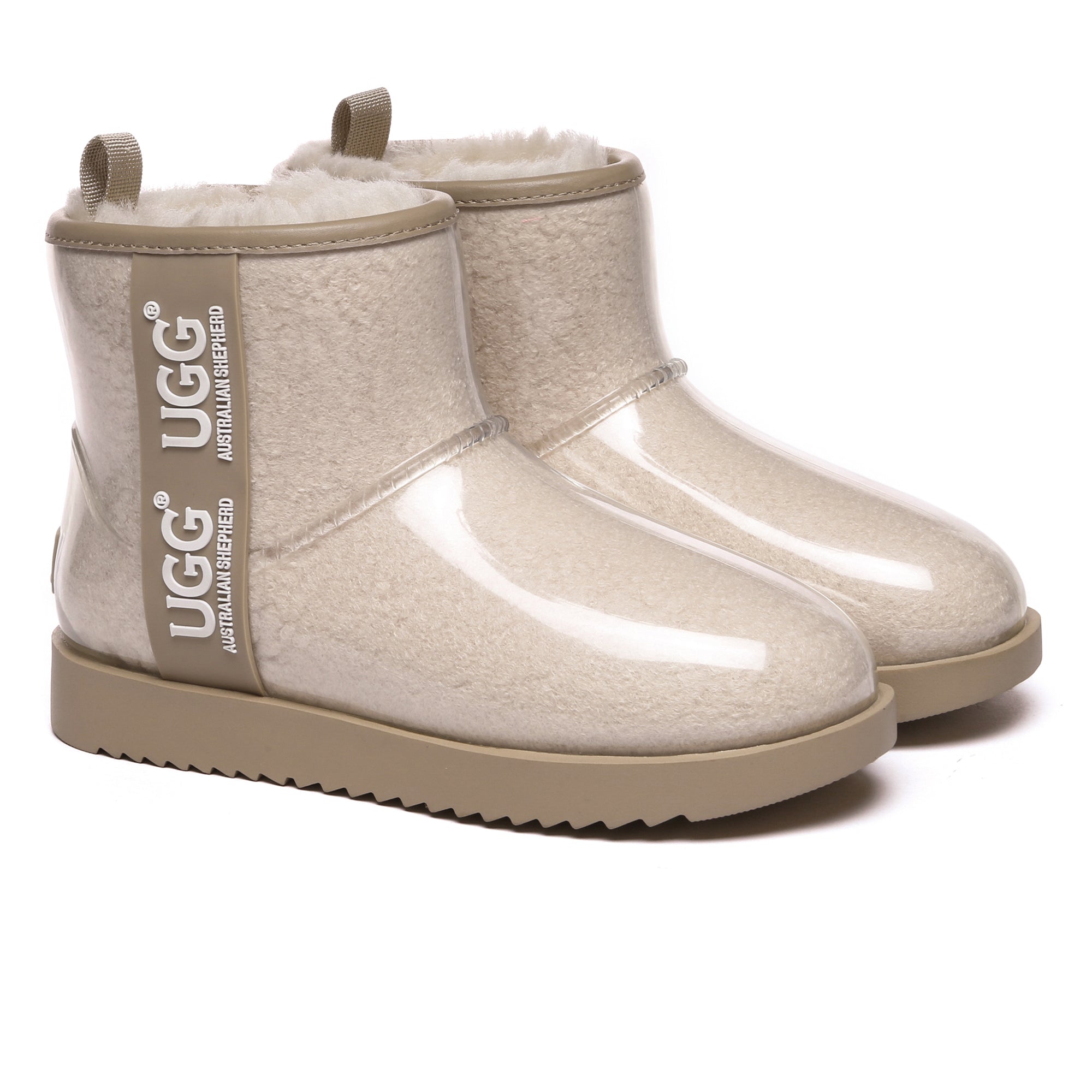 EverUgg coated mini classic rain boots in black gumboots style with a textured, waterproof finish and sturdy sole.