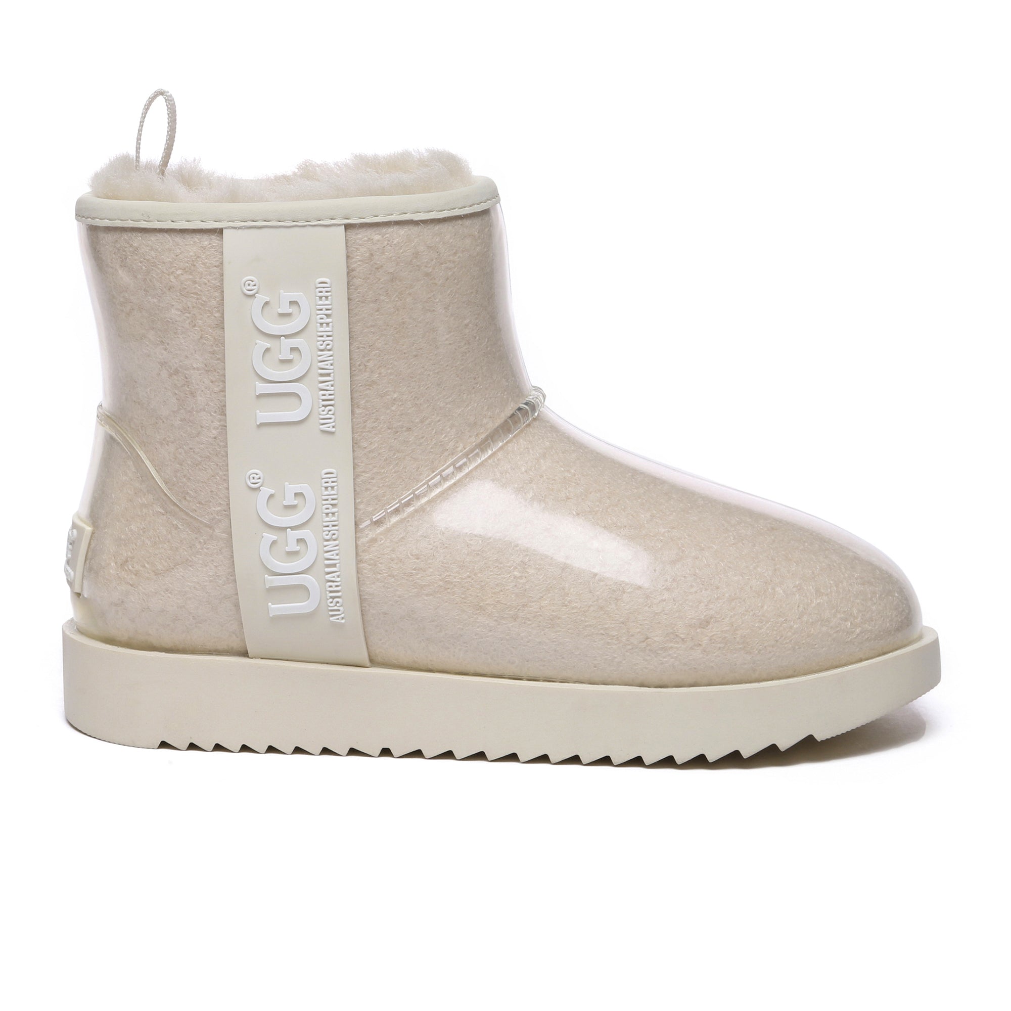 EverUgg Coated Mini Classic Rain Boots, gumboots in black with a textured coated finish and sturdy rubber soles.