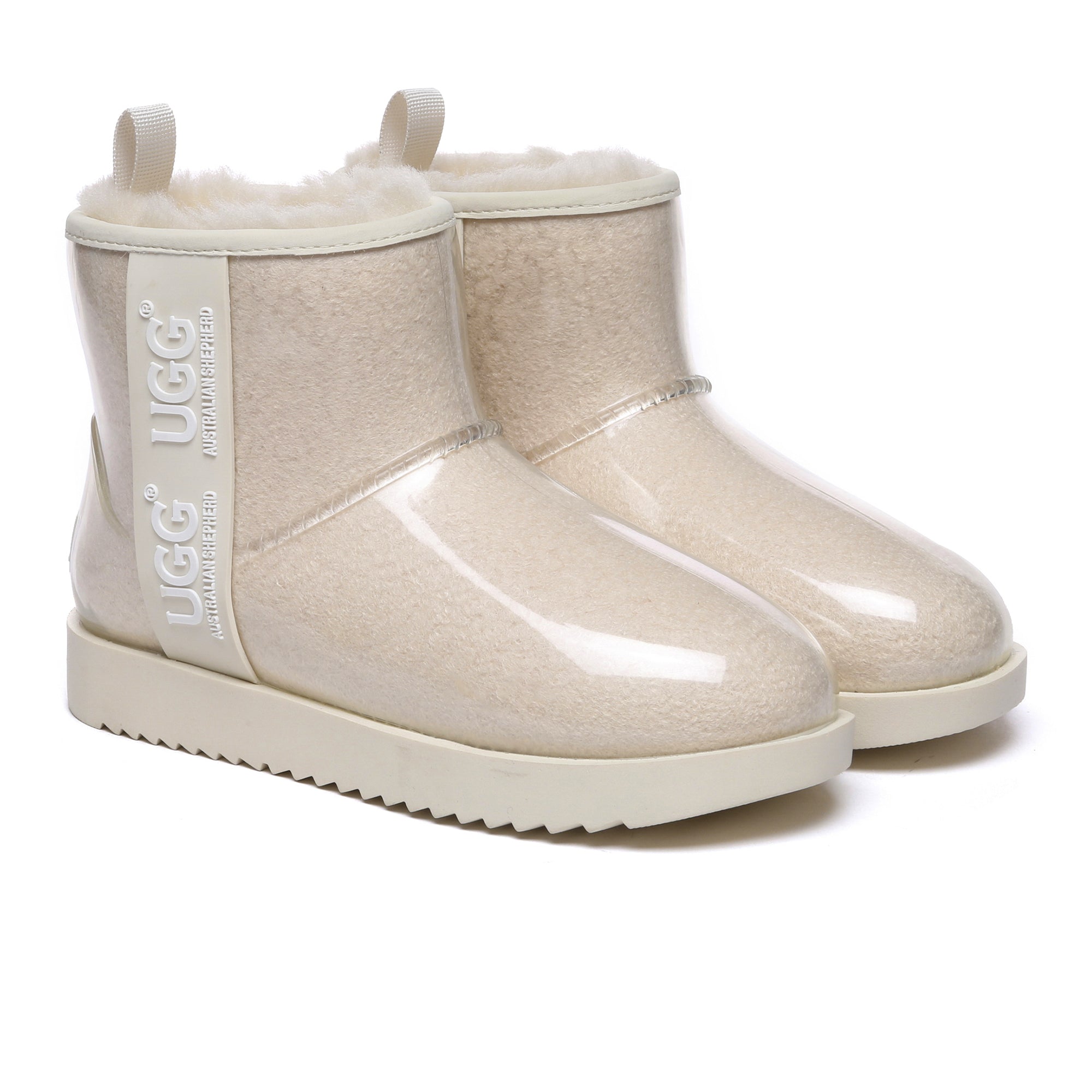EverUgg coated mini classic rain boots, stylish gumboots with a waterproof finish and rubber soles, ideal for wet weather.
