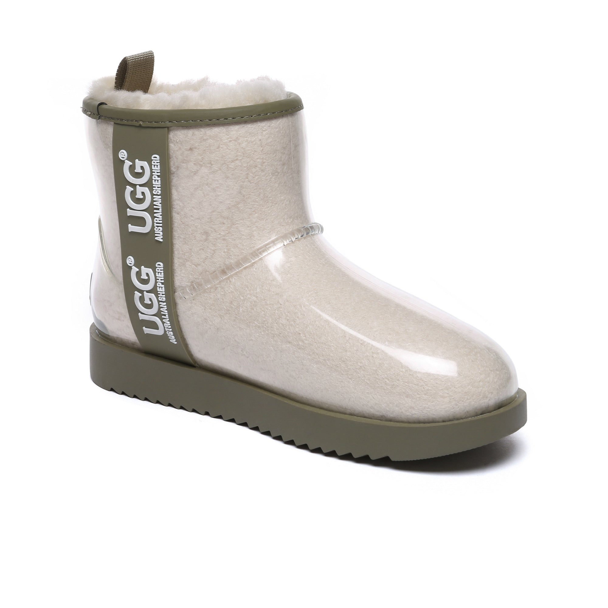 EverUgg coated mini classic rain boots in gumboot style, featuring a sleek, waterproof design with a matte finish.
