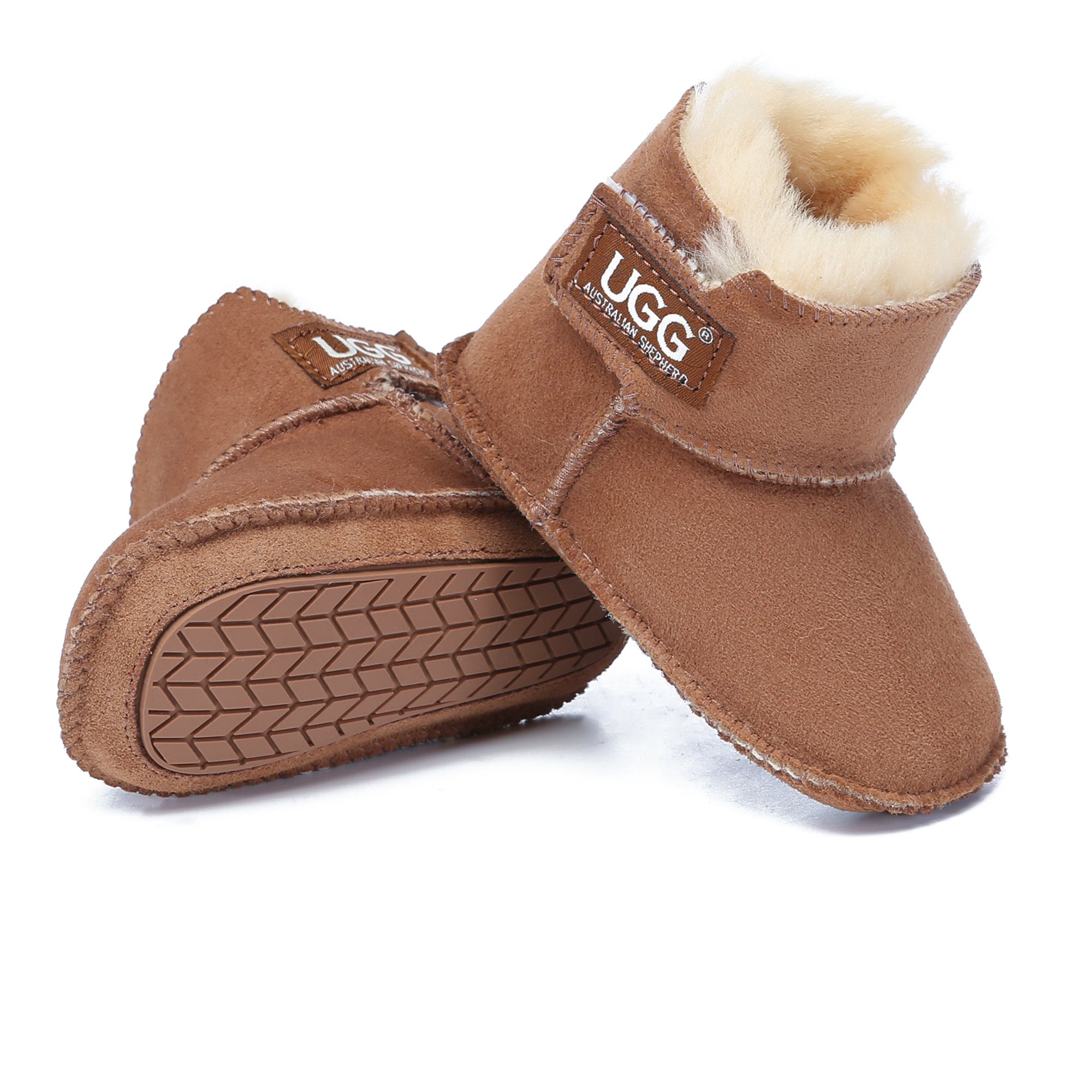 Kids UGG boots by EverUgg, Eliana baby bootie in soft, warm material with a cozy design for infants.