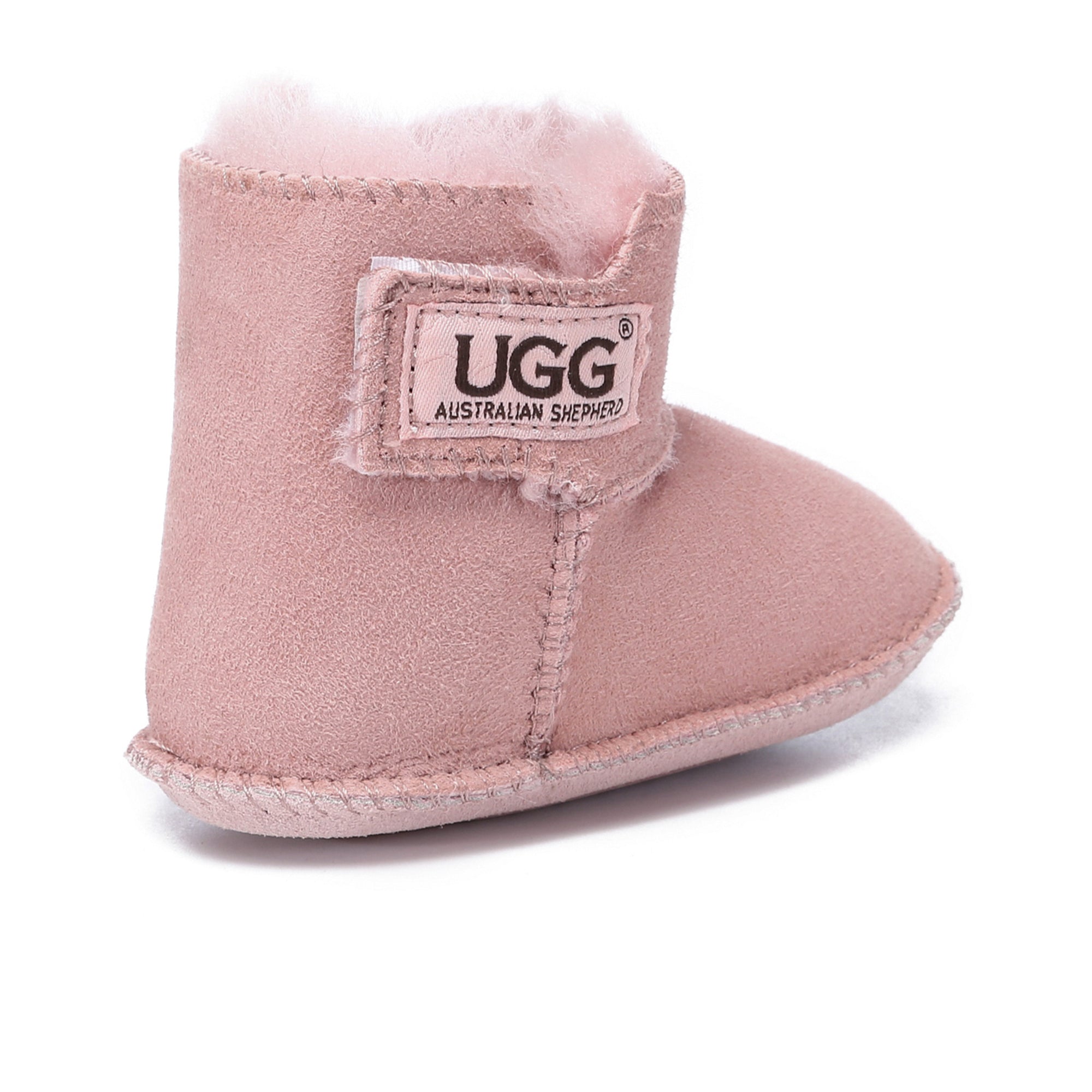 Baby UGG Eliana bootie by EverUgg, soft pink kids' UGG boots with cozy shearling lining and durable rubber sole.