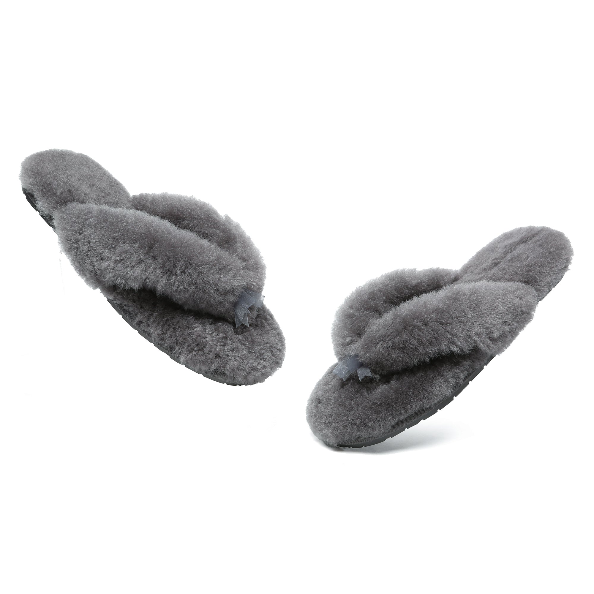 EverUgg fluffy thong slides for women with soft, plush material and open-toe design, perfect for casual comfort.