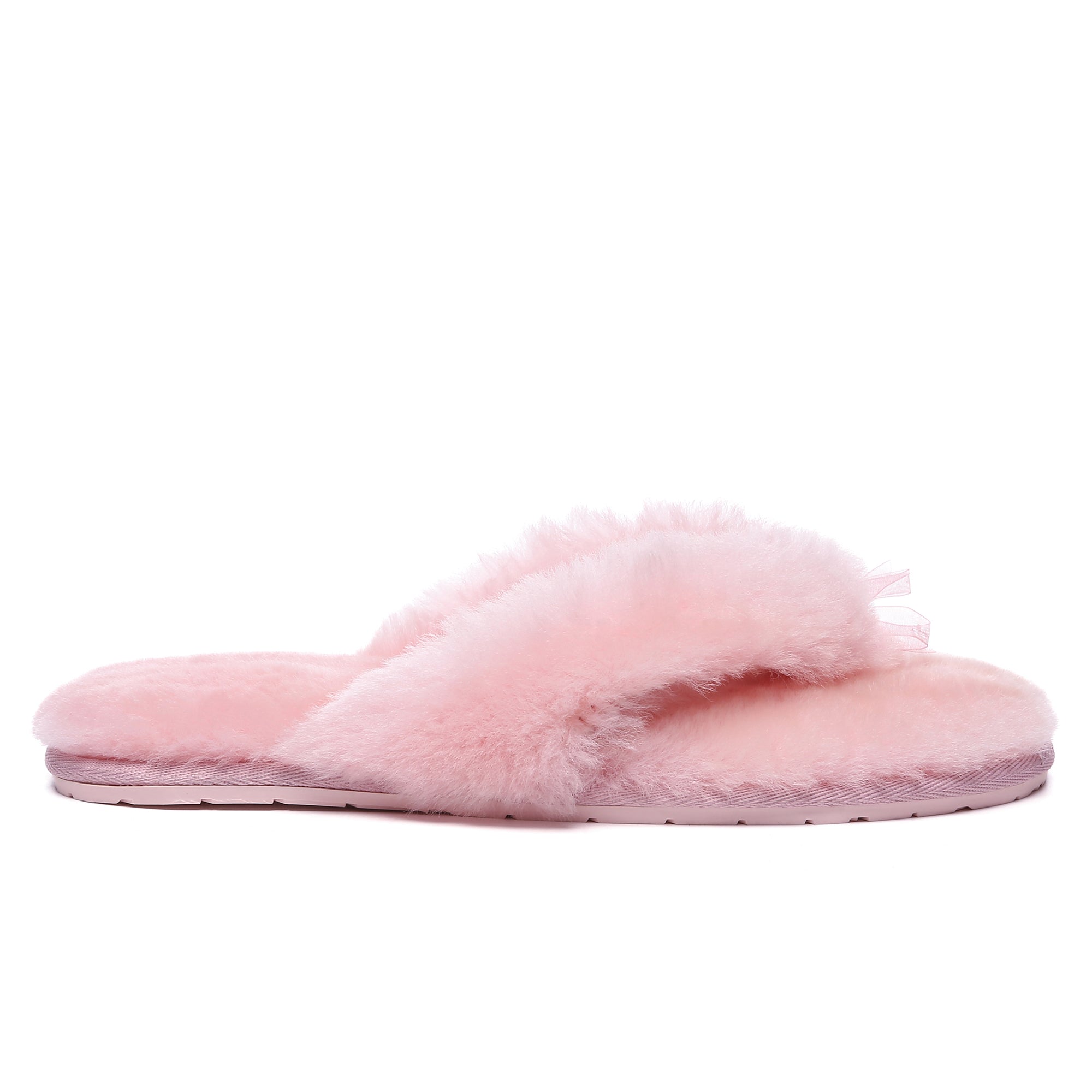 EverUgg fluffy thong slides for women with plush, furry straps and comfortable soles, perfect for casual wear.
