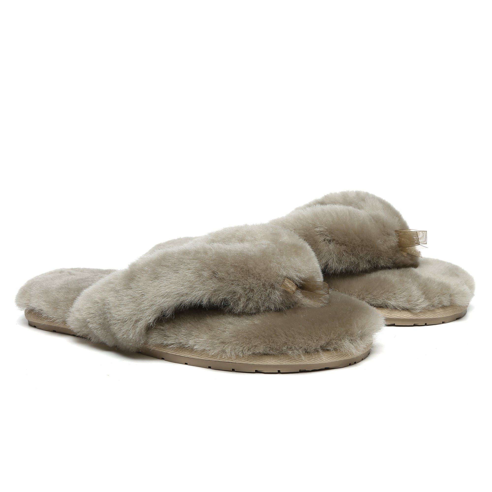 EverUgg fluffy thong slides for women featuring soft, plush material and casual slip-on design perfect for comfy summer wear.