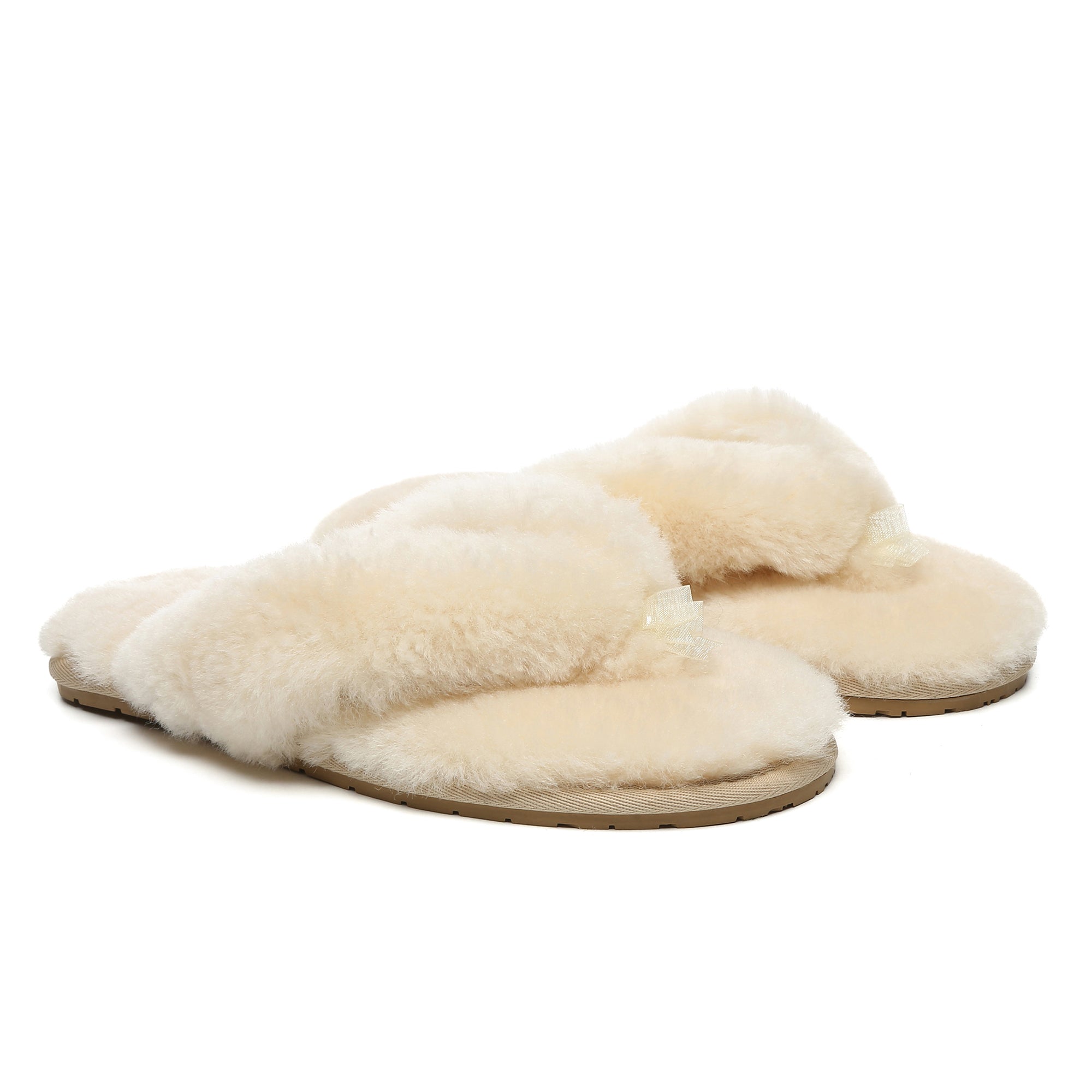 EverUgg fluffy thong slides for women featuring soft, plush material and open-toe design, perfect for casual comfort.