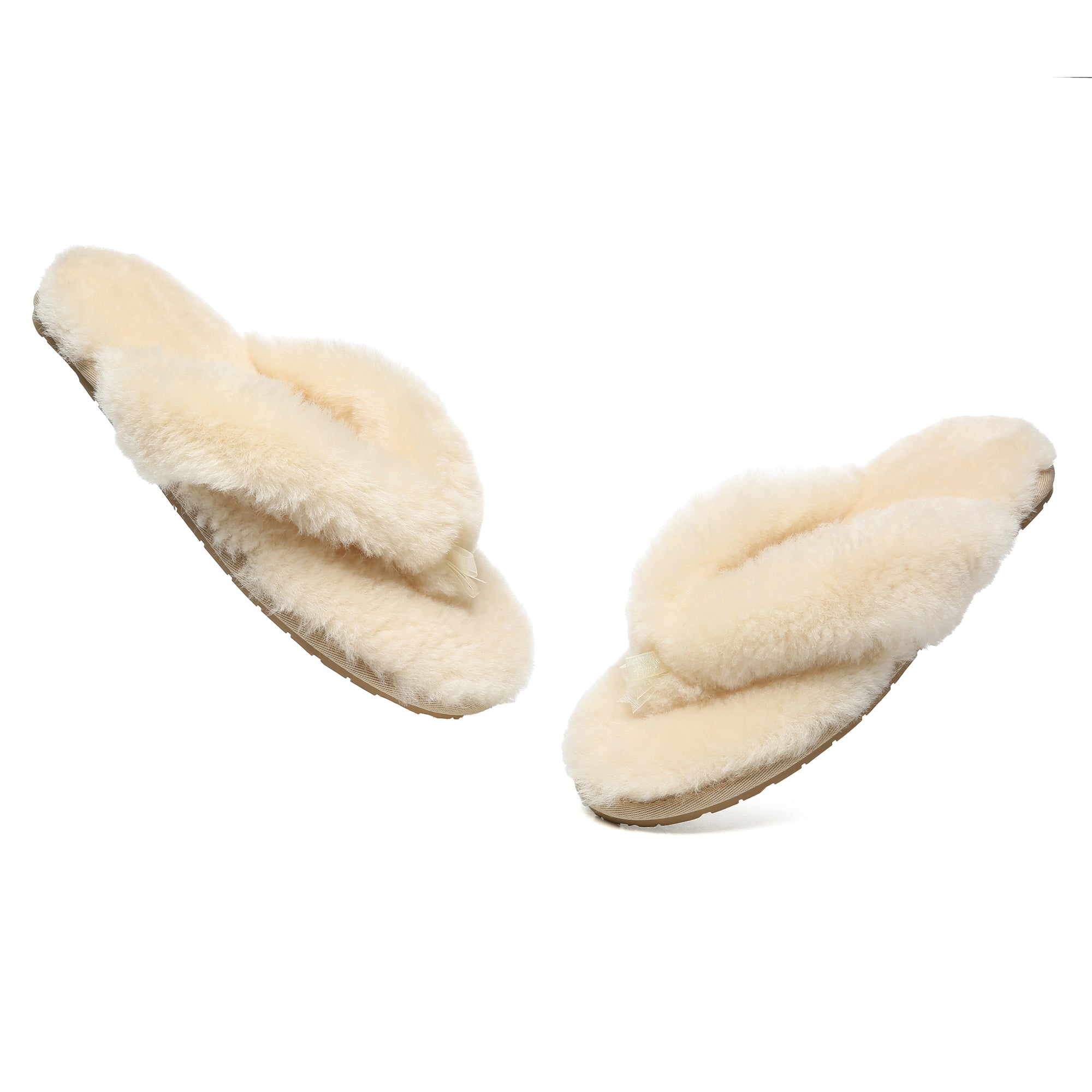 EverUgg fluffy thong slides for women, soft and cozy slippers with plush fur straps, perfect for casual comfort.