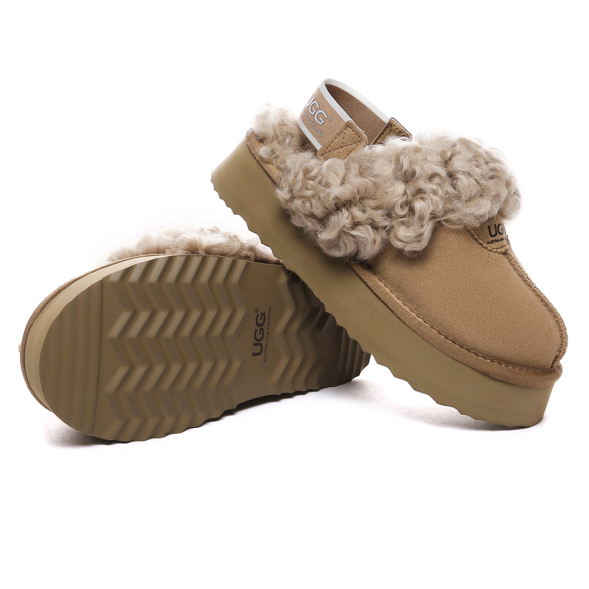 EverUgg fuzzy waffle slingback platform slippers for women, featuring soft textures and stylish slide design.