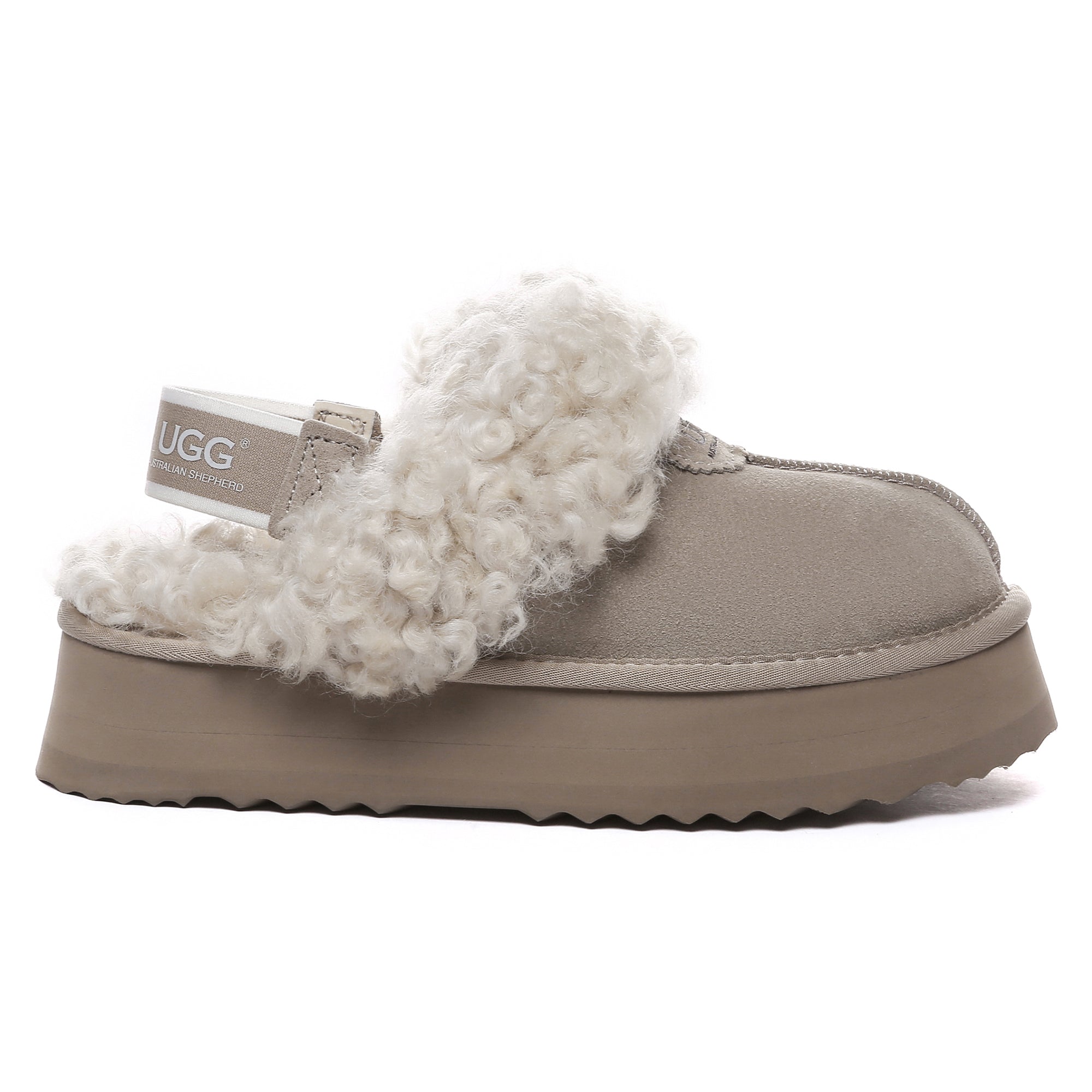 EverUgg fuzzy waffle slingback platform slides for women, featuring plush texture and comfortable slip-on design.