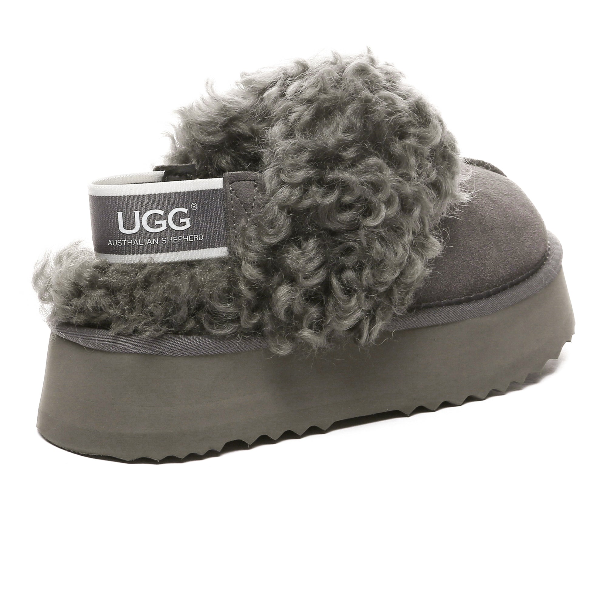 EverUgg fuzzy waffle slingback platform slides for women, featuring soft texture and comfortable slip-on design.