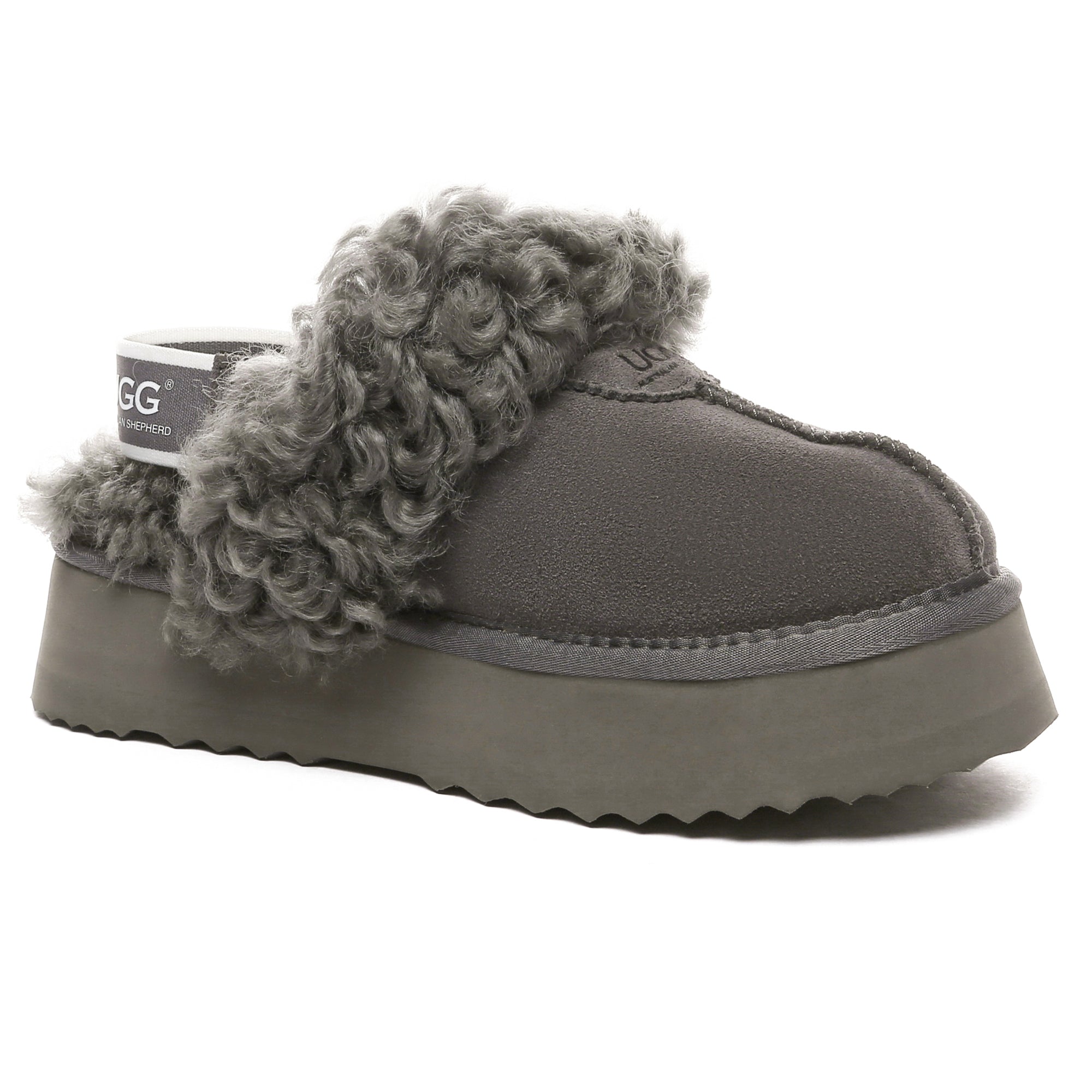 EverUgg fuzzy waffle slingback platform slides for women, featuring plush material and a casual slip-on design.