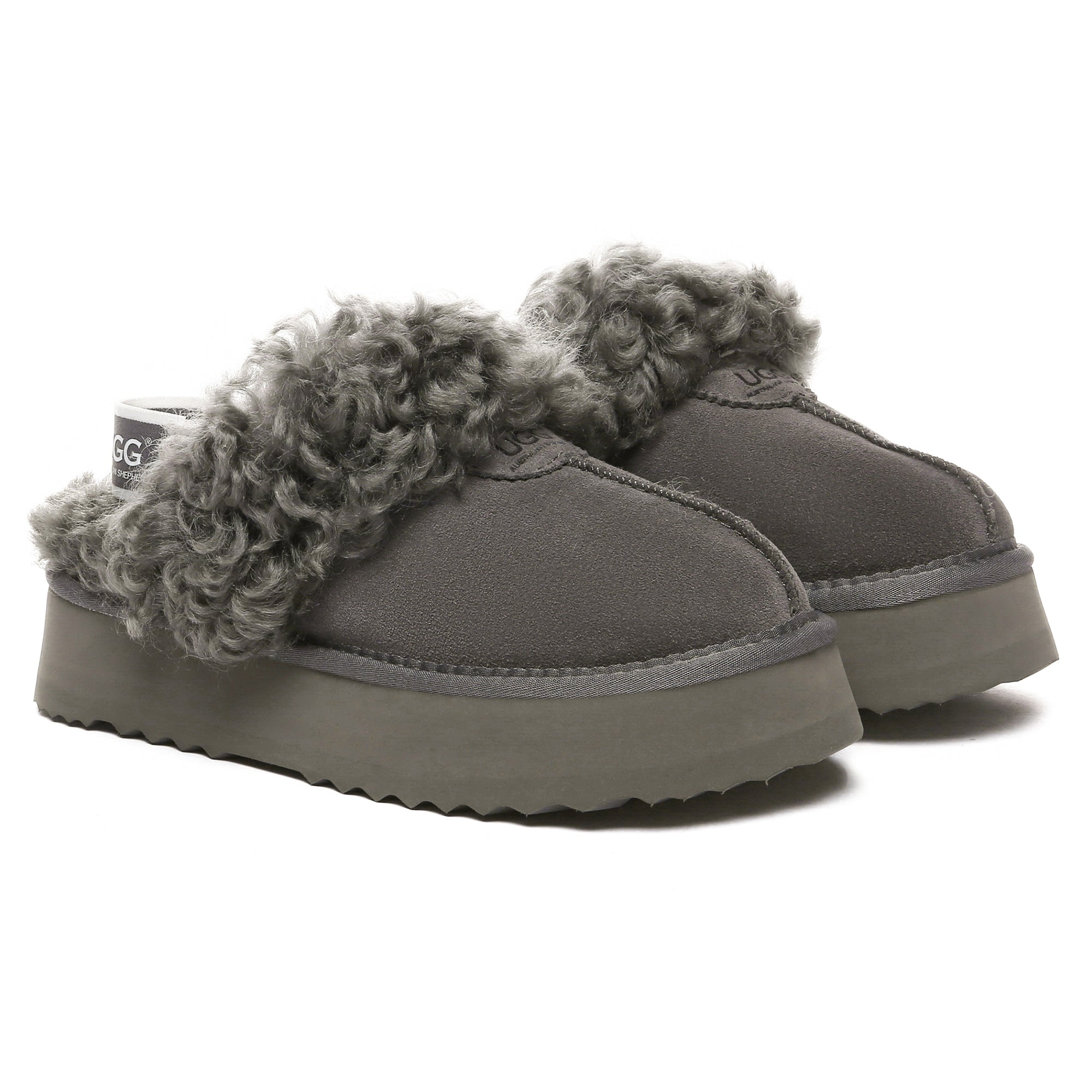 EverUgg fuzzy waffle slingback platform slides for women, featuring plush material and stylish slip-on design.