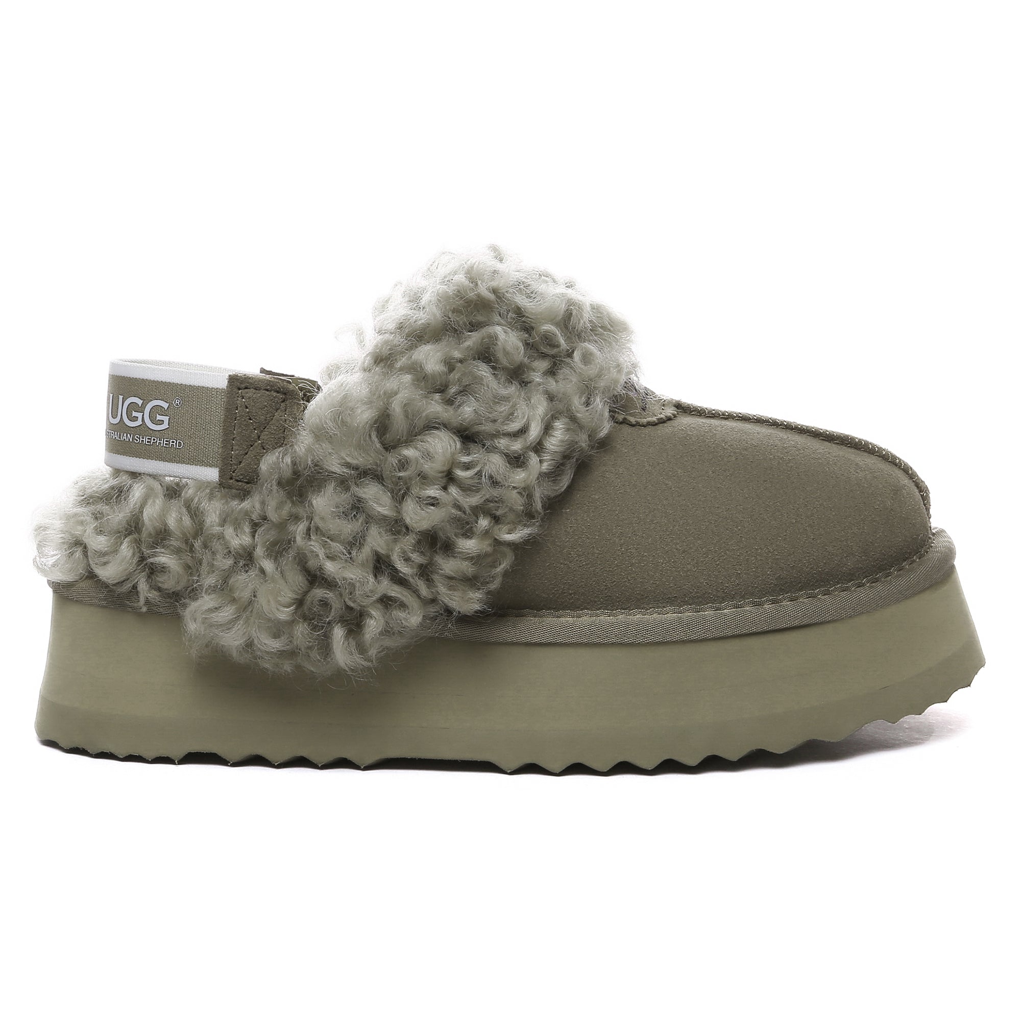 EverUgg fuzzy waffle slingback platform slides for women with plush, textured upper and chunky sole, perfect for casual comfort.