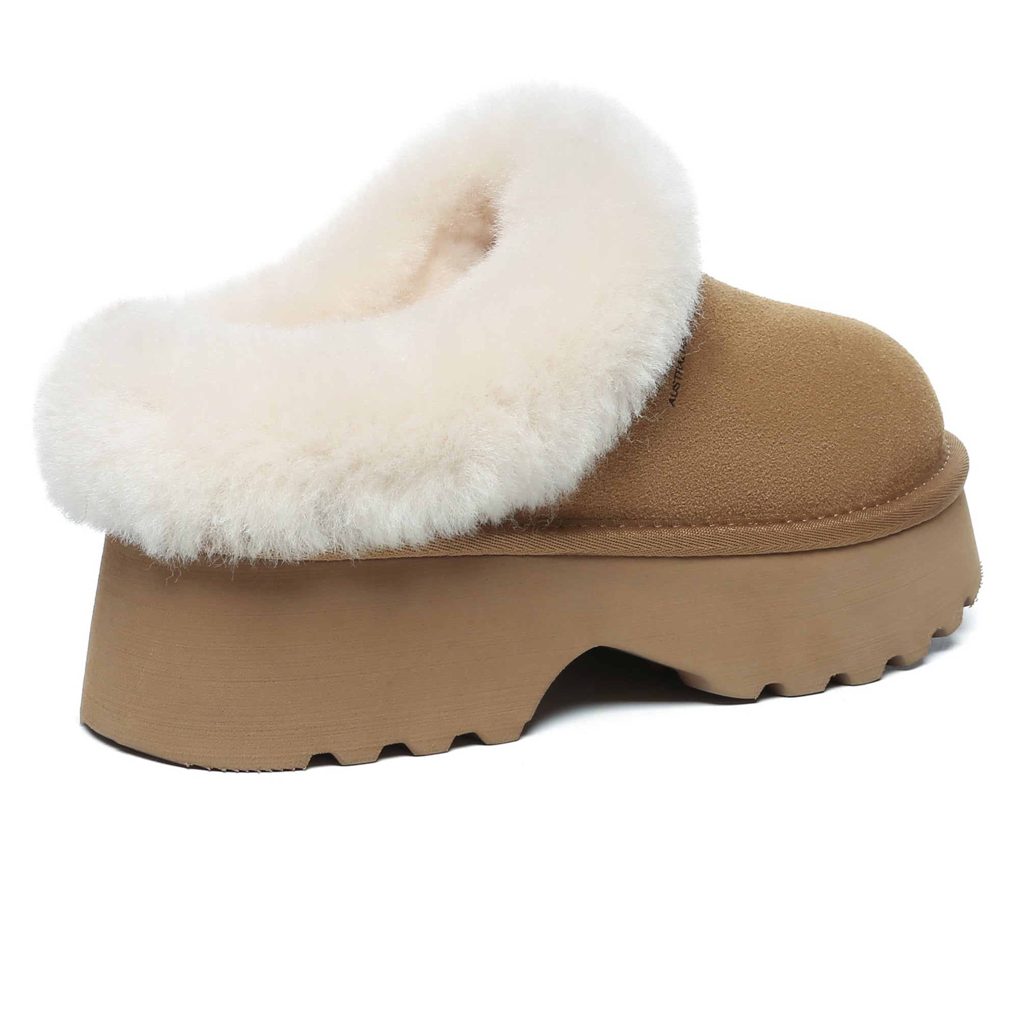 EverUgg UGG heel platform slippers for women featuring soft material and cushioned soles, ideal for cozy indoor wear.