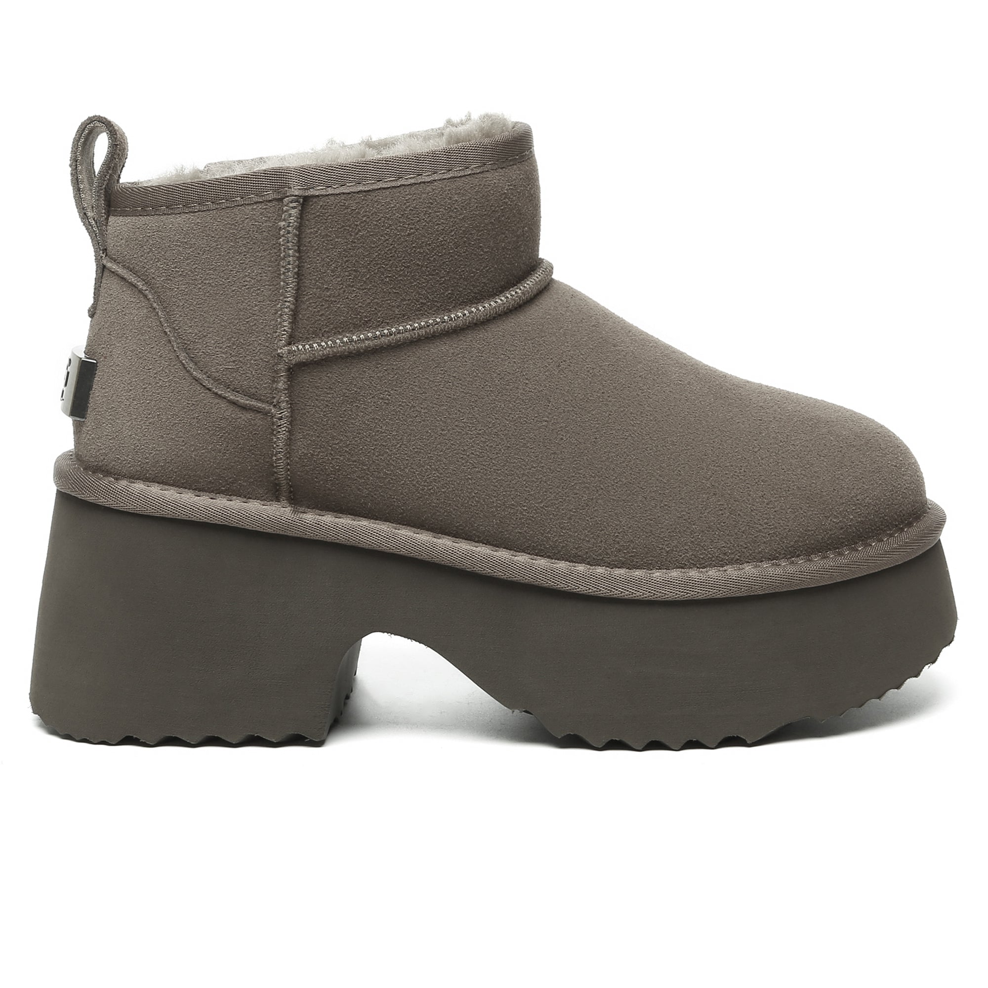 EverUgg UGG Heel Ultra Mini Platform Boots for women, showing stylish black shoes with a chunky heel and mini platform design.