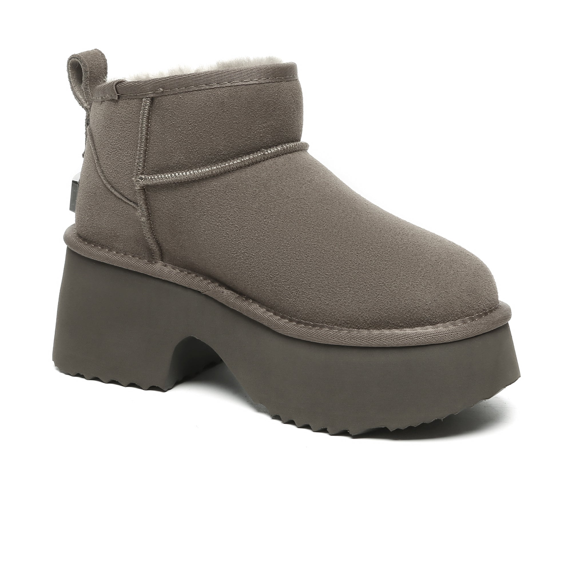 EverUgg UGG Heel Ultra Mini Platform Boots for women, stylish black shoes with chunky high heels and mini platform design.