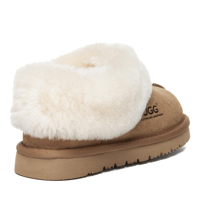 EverUgg UGG Kids ankle slippers with soft plush lining and cozy slip-on design for comfortable indoor wear.