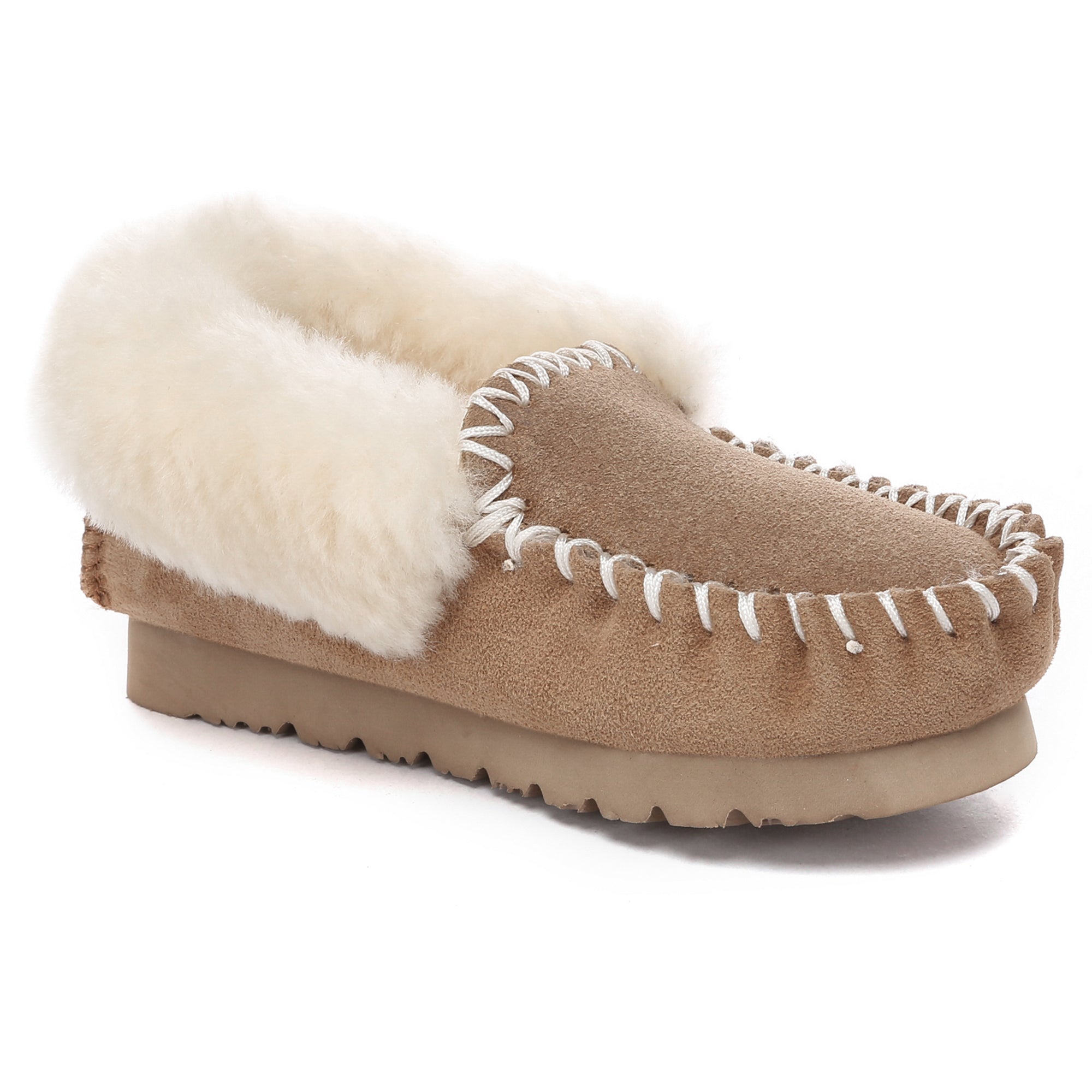 Kids' UGG Traditional Moccasin slippers by EverUgg, soft leather slip-on shoes with cozy lining and classic design.
