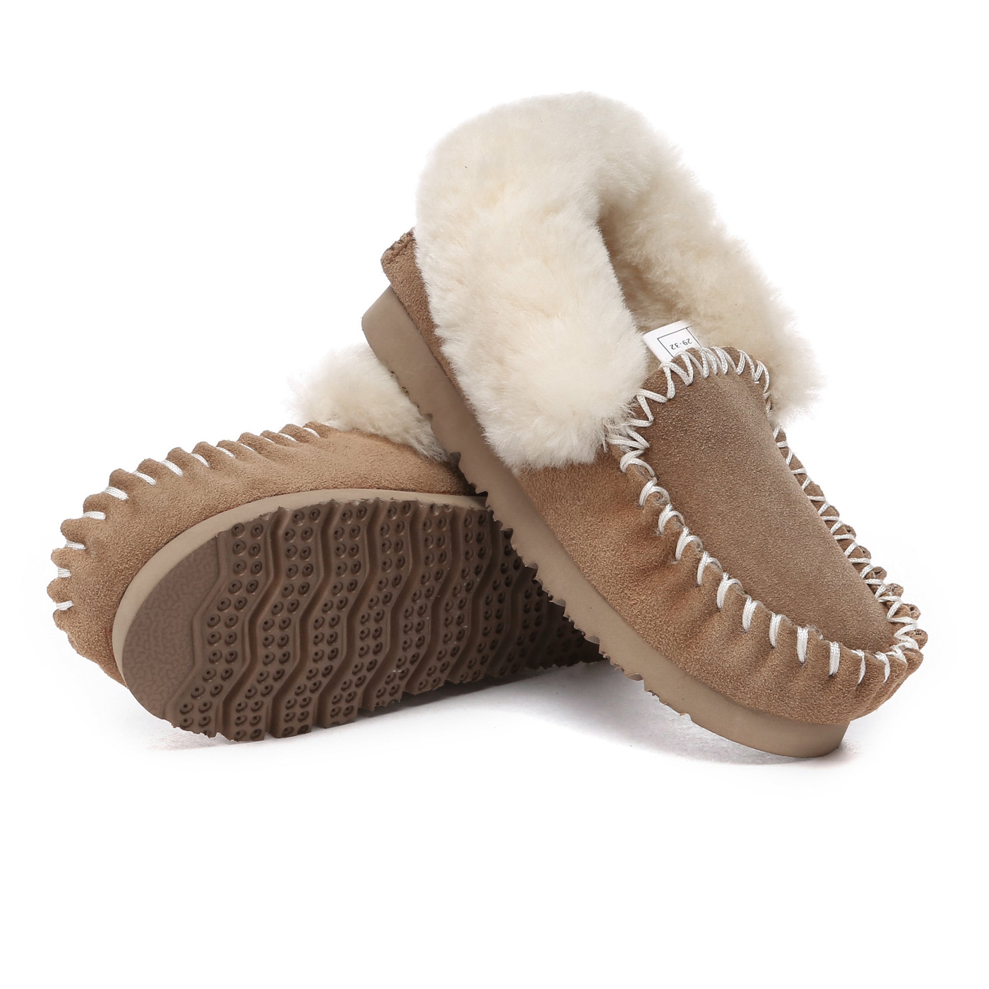 EverUgg Kids Traditional Moccasin slippers with soft suede exterior and cozy lining, designed for comfort and warmth.