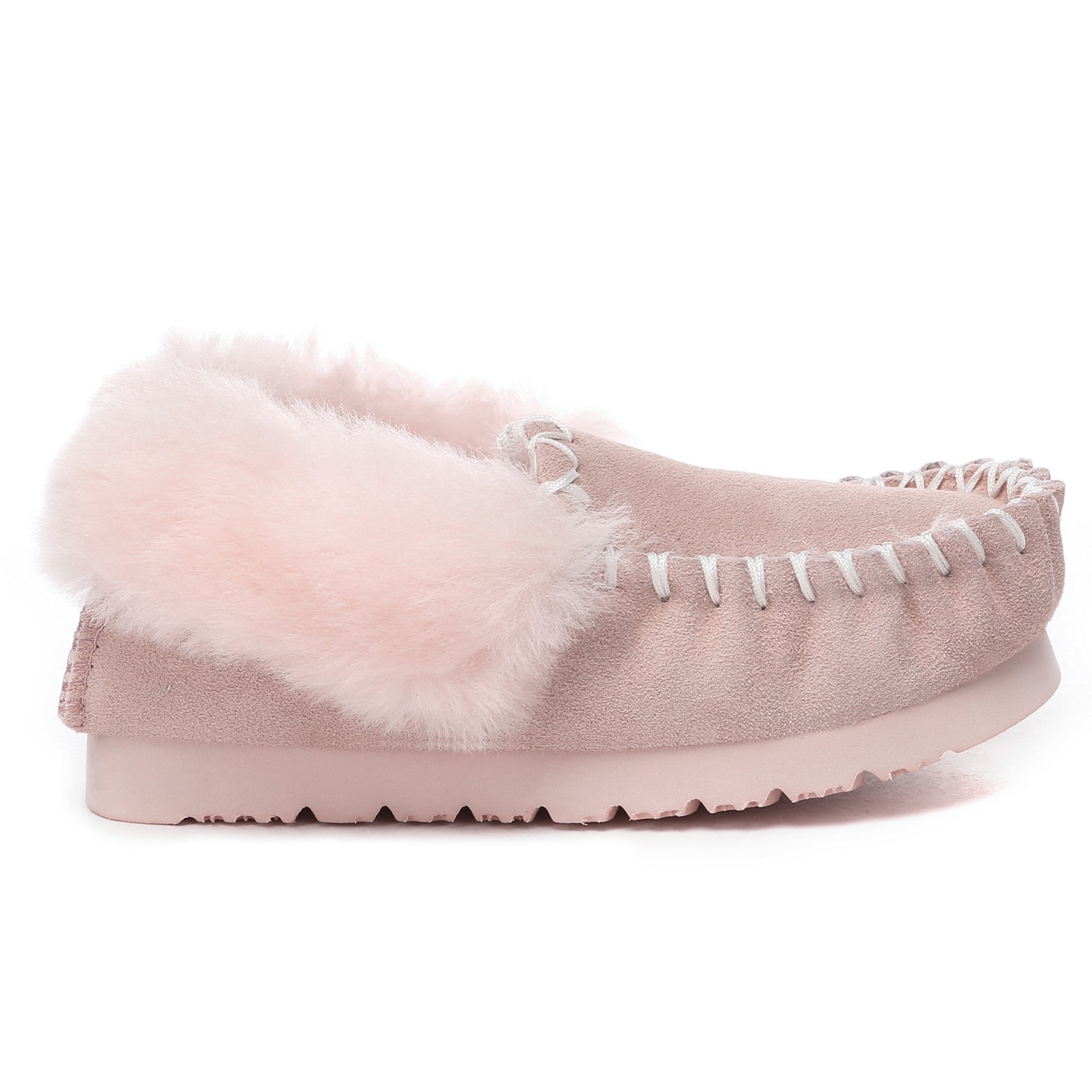 EverUgg Kids Traditional Moccasin slippers in soft suede with plush lining, designed for comfort and warmth.