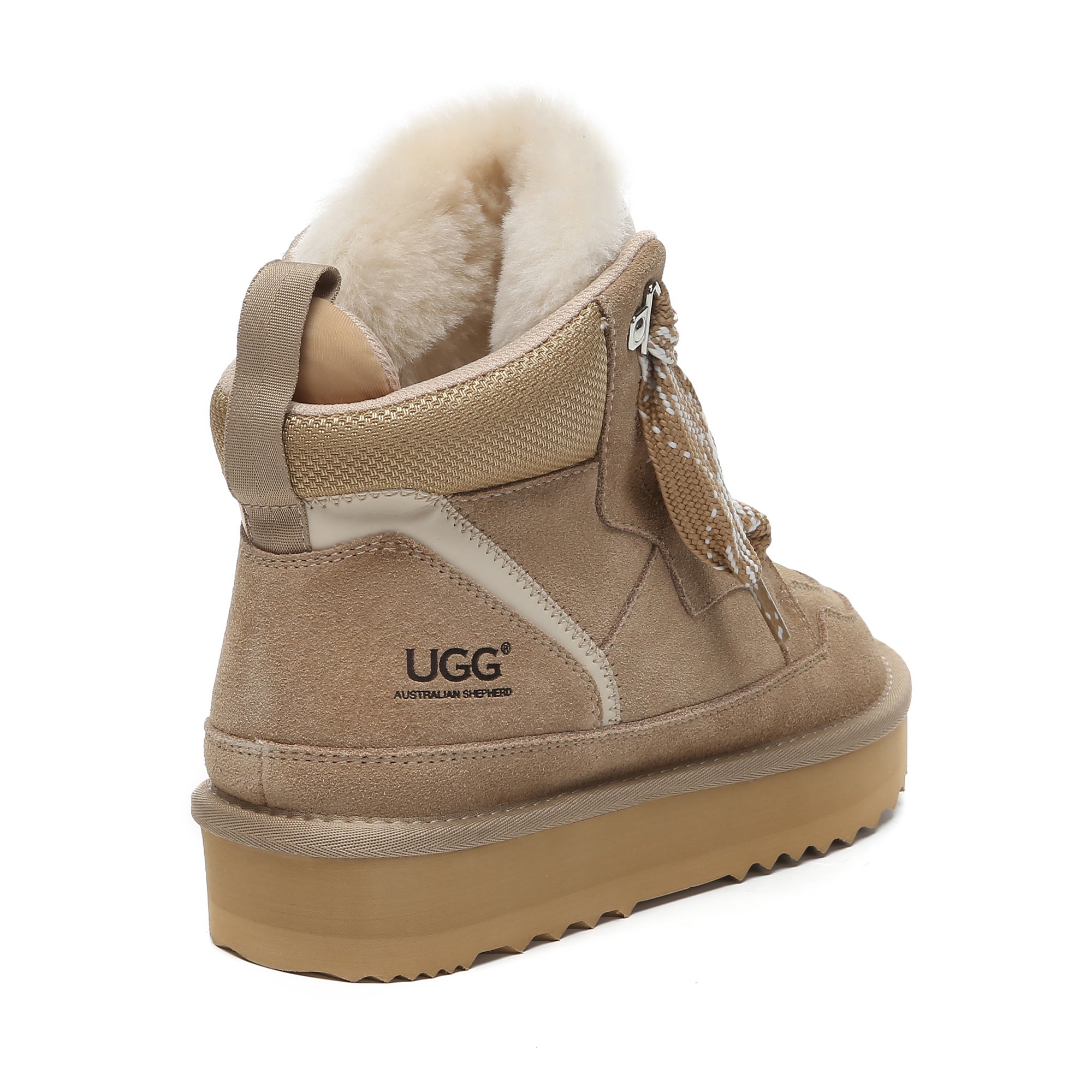 EverUgg women's UGG Lace Up Ankle Platform Sneaker featuring a sleek design and lace-up closure on a white background.