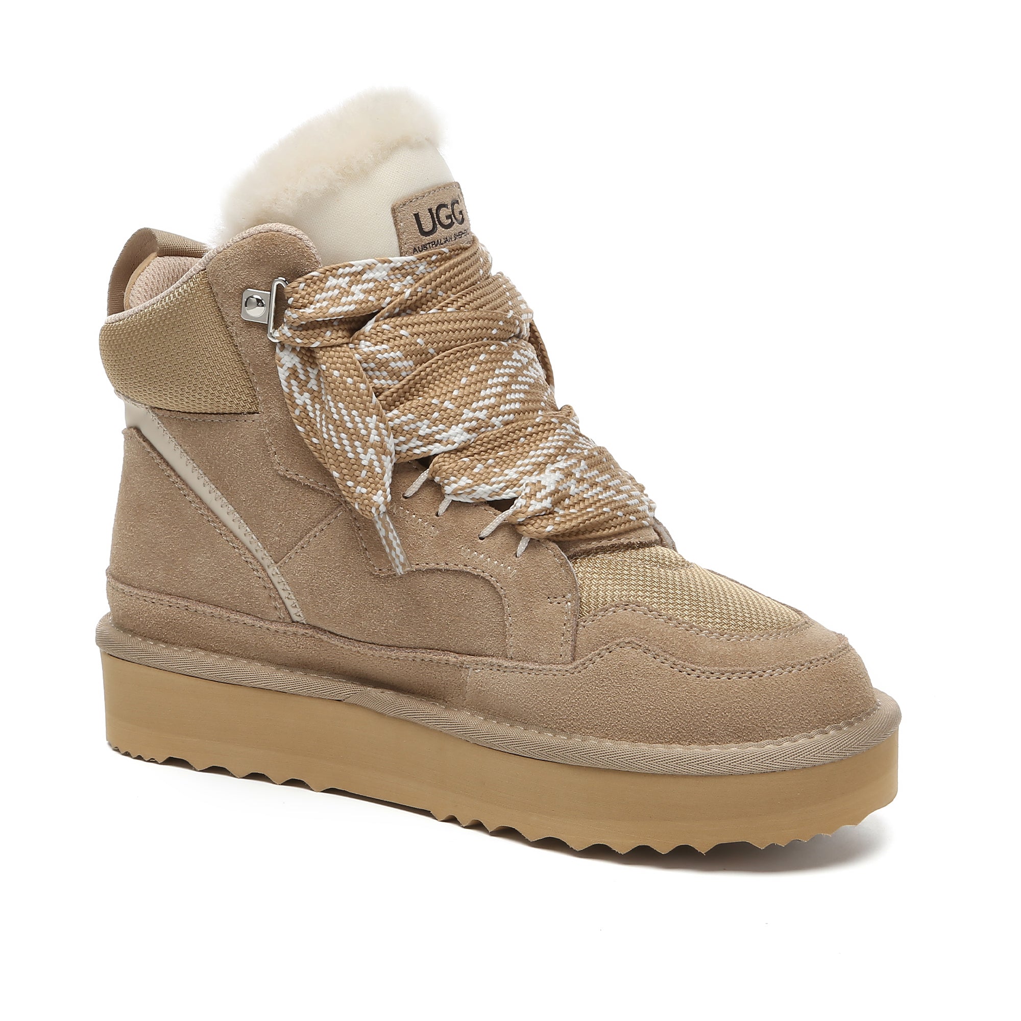 EverUgg women's UGG lace-up ankle platform sneaker with chunky sole and stylish design, perfect for casual wear.
