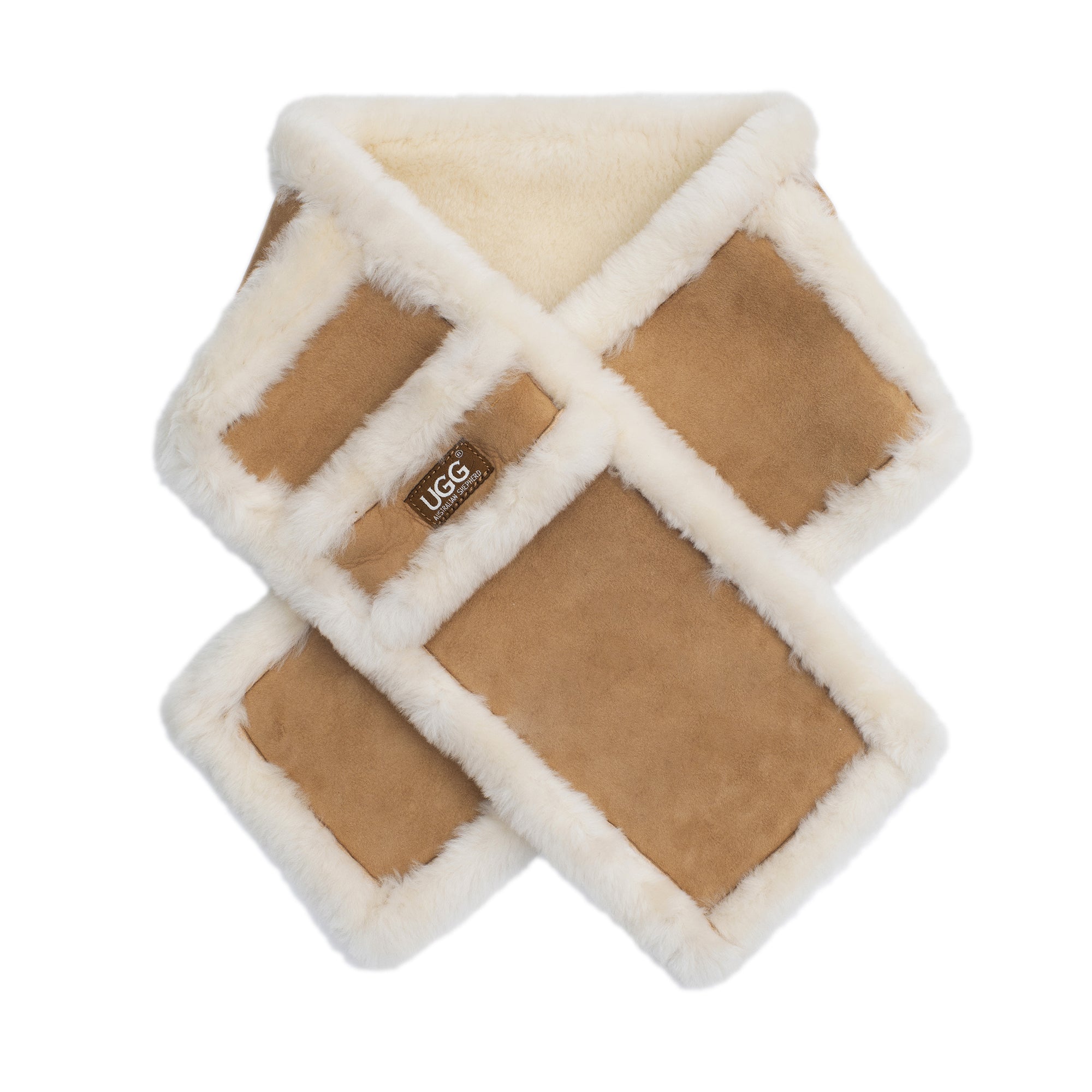 EverUgg luxury sheepskin scarf featuring soft, plush sheepskin material and elegant design for cozy style and warmth.