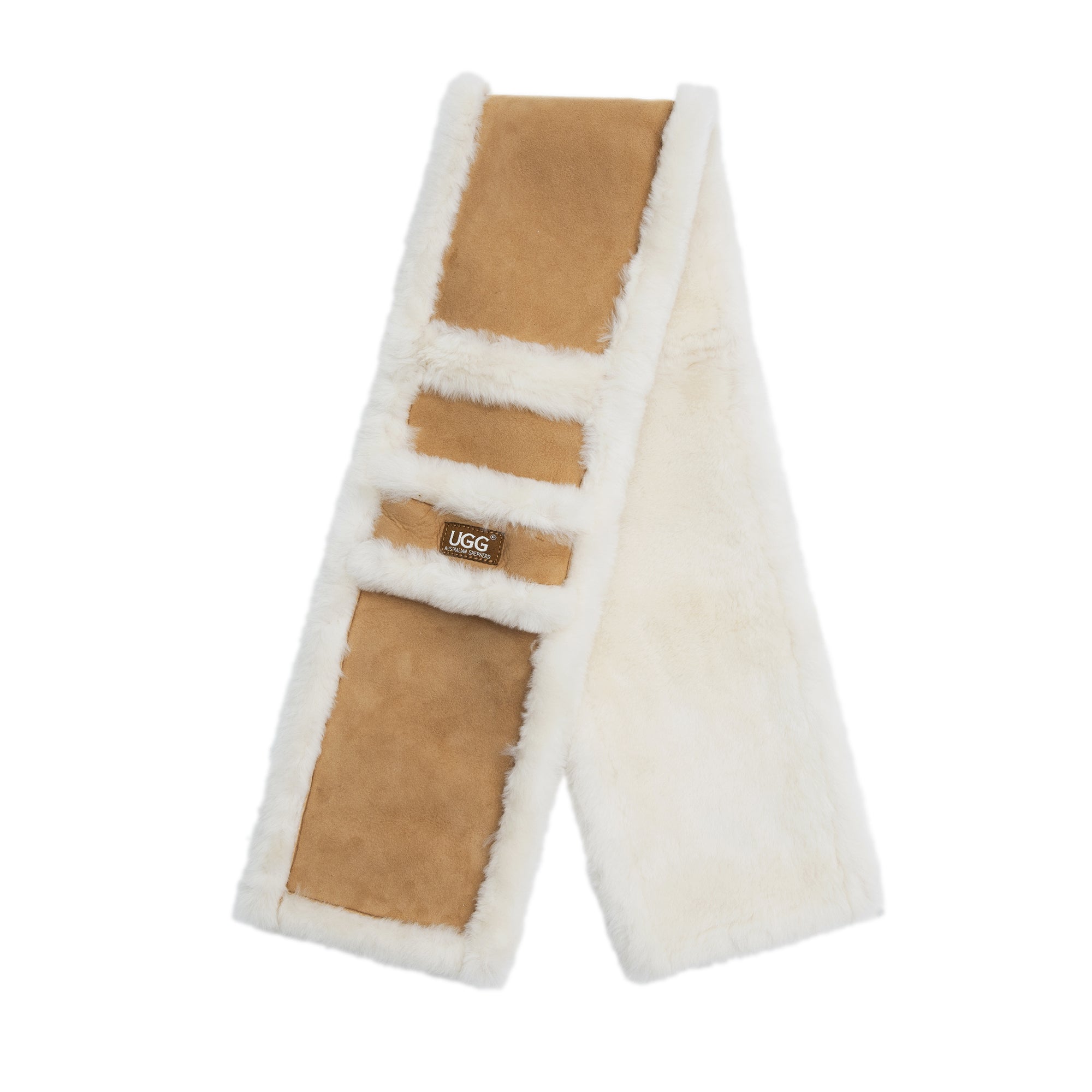 EverUgg luxury sheepskin scarf featuring soft, plush sheepskin fabric with a stylish, cozy design perfect for cold weather.