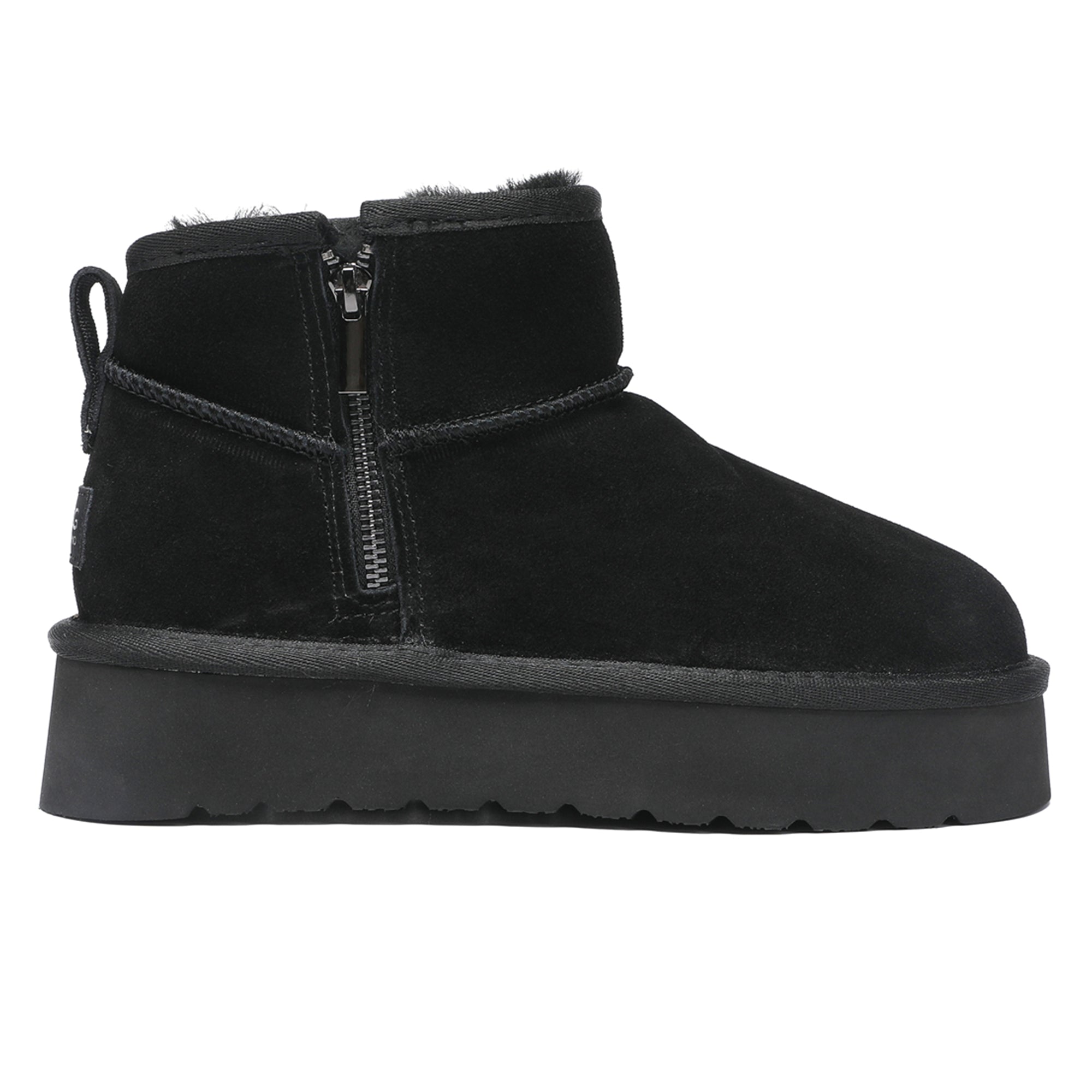 Auzland UGG Merino Ultra Mini Zipper Platform Boots for women, featuring a classic design with zipper detail and platform heel.