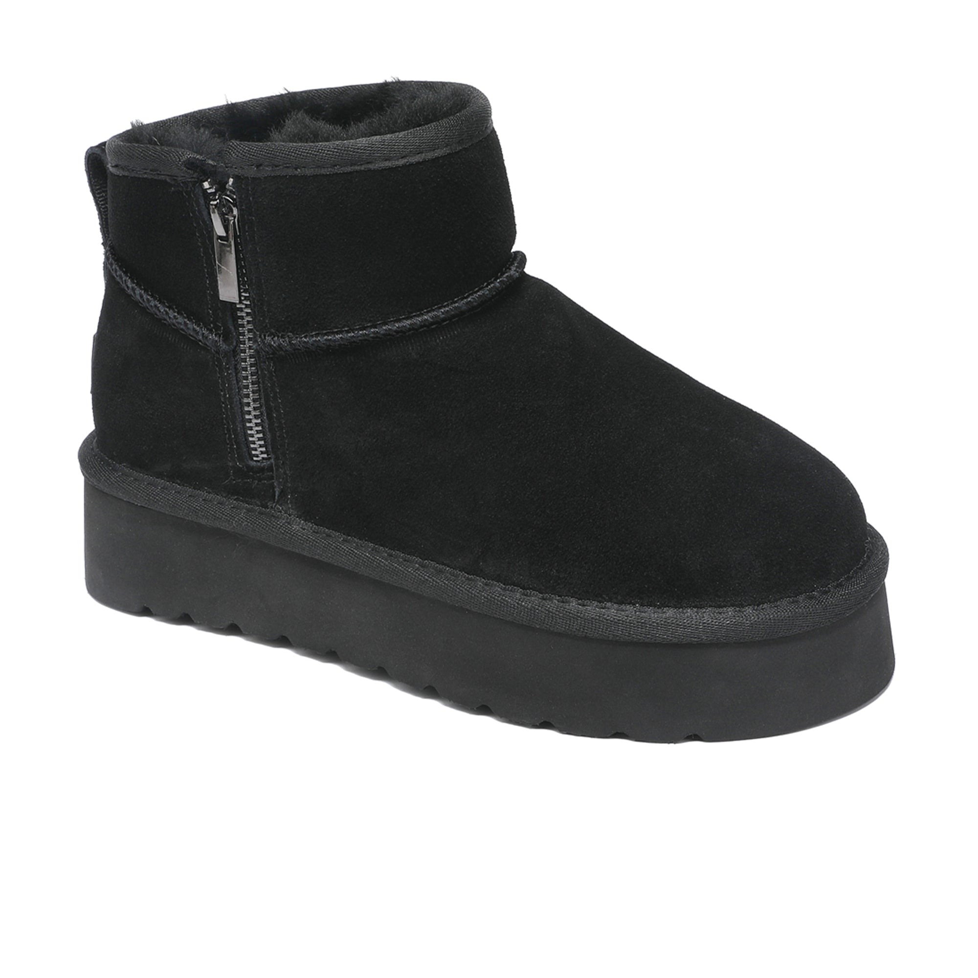 Auzland UGG Merino Ultra Mini Zipper Platform Boots for women, featuring cozy design, zipper closure, and platform sole.