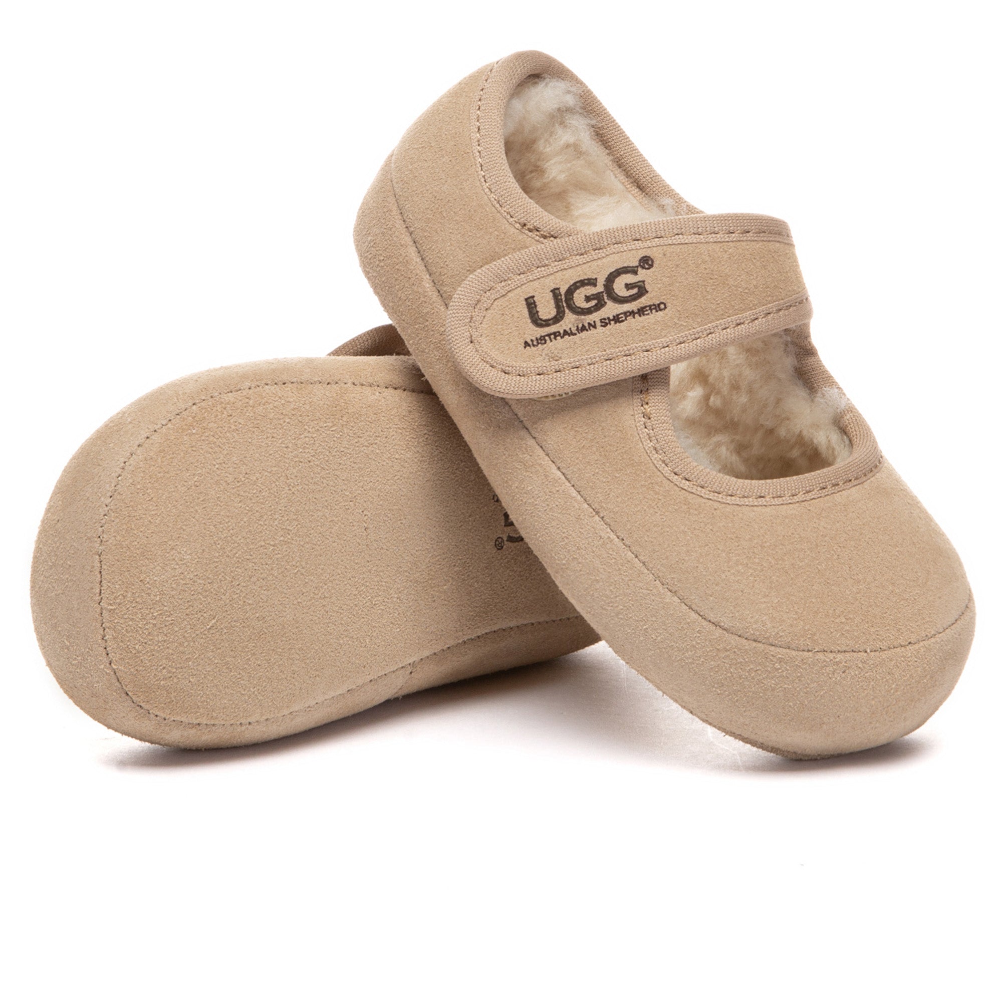 Toddler UGG Millie Mary Jane slippers by EverUgg in soft pink with plush lining and strap detail.