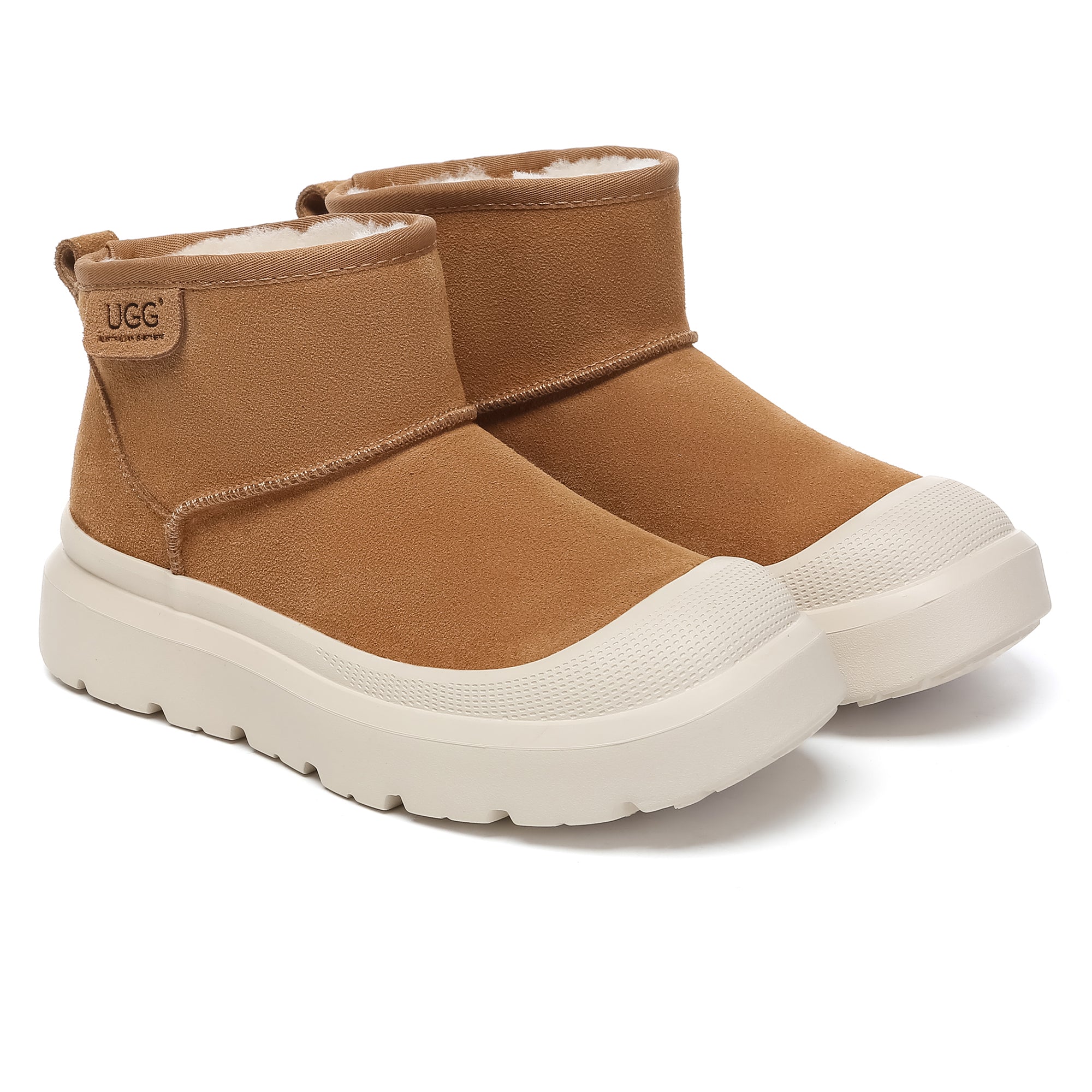 Black UGG Outdoor Mini Classic Platform Boots for women by EverUgg, showing the rugged sole and sleek boot design.